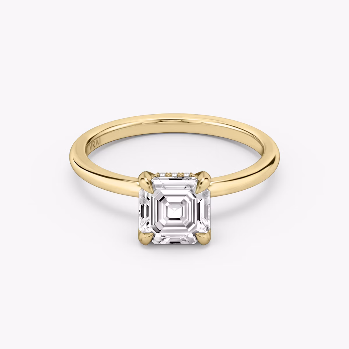 The Classic Hidden Halo | Asscher | 18k | Yellow Gold | bandAccent: Plain | bandWidth: standard | prongStyle: Plain | diamondOrientation: vertical | caratWeight: other