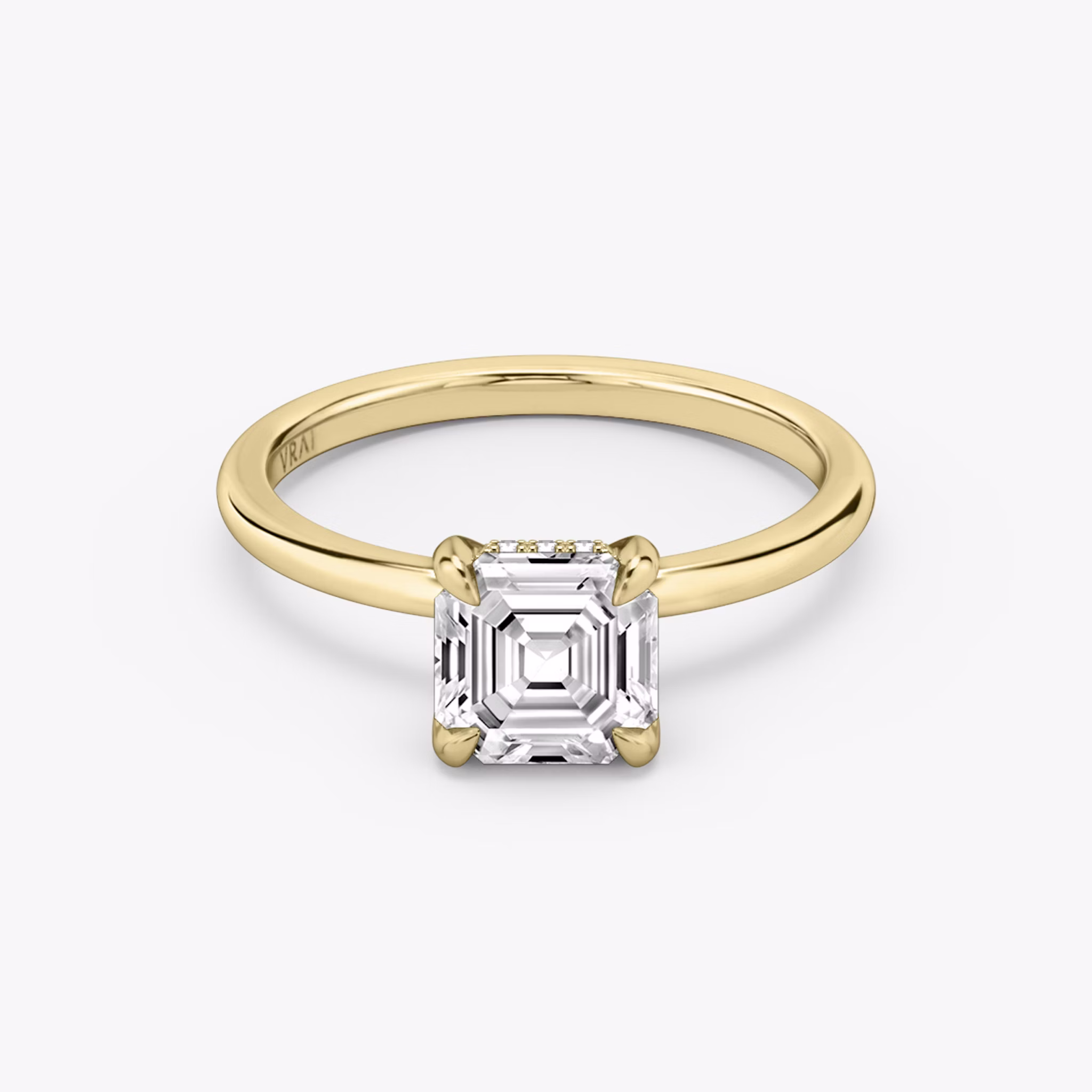 The Classic Hidden Halo | Asscher | 18k | Yellow Gold | bandAccent: Plain | bandWidth: standard | prongStyle: Plain | diamondOrientation: vertical | caratWeight: other