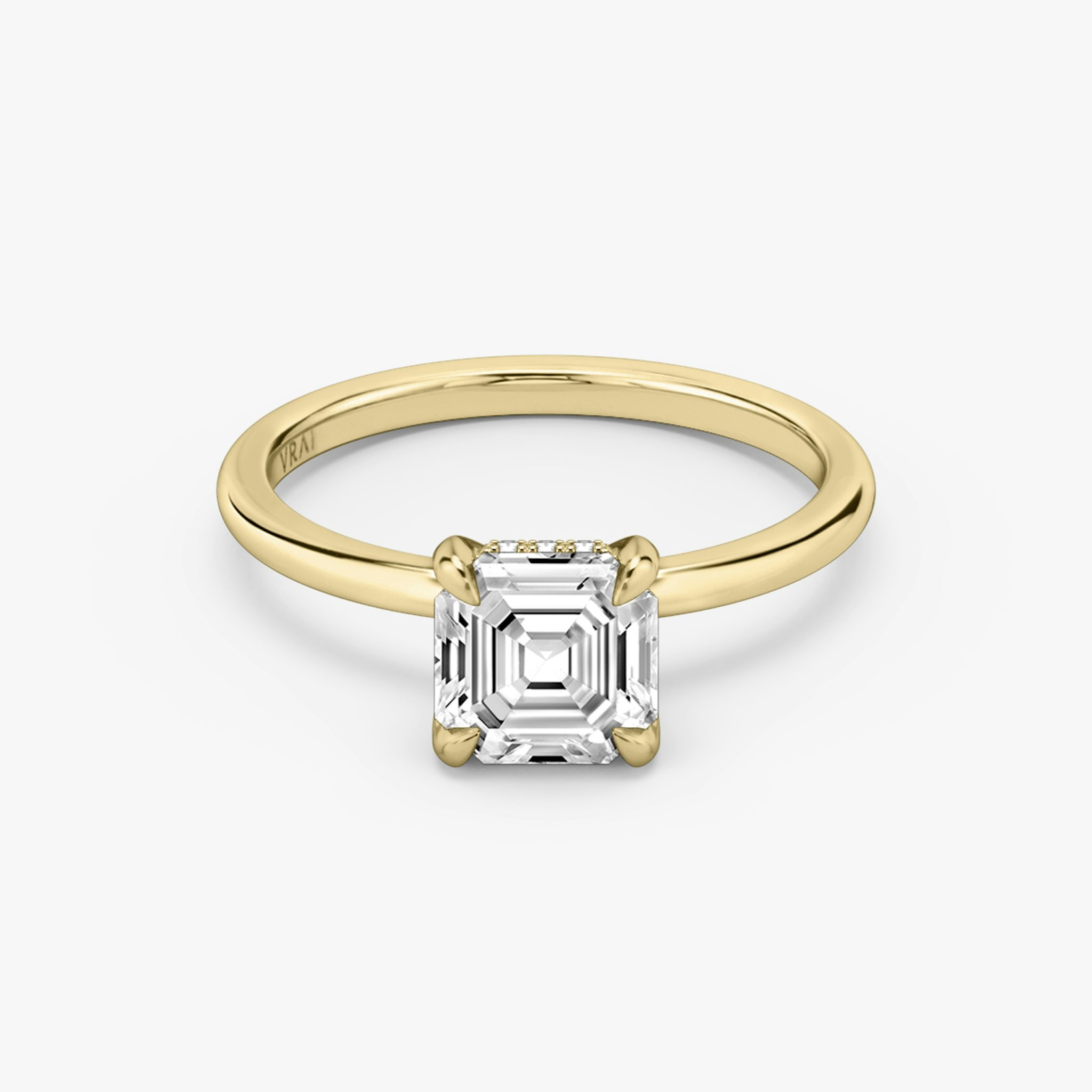 The Classic Hidden Halo | Asscher | 18k | Yellow Gold | bandAccent: Plain | bandWidth: standard | prongStyle: Plain | diamondOrientation: vertical | caratWeight: other