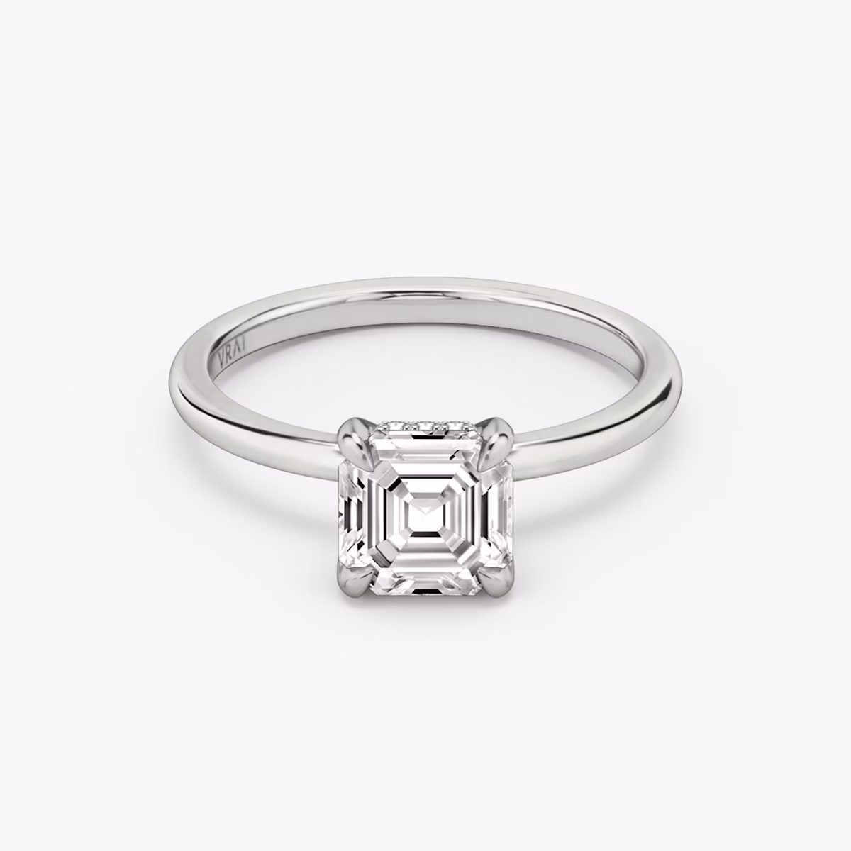 The Classic Hidden Halo | Asscher | Platinum | bandAccent: Plain | bandWidth: standard | prongStyle: Plain | diamondOrientation: vertical | caratWeight: other