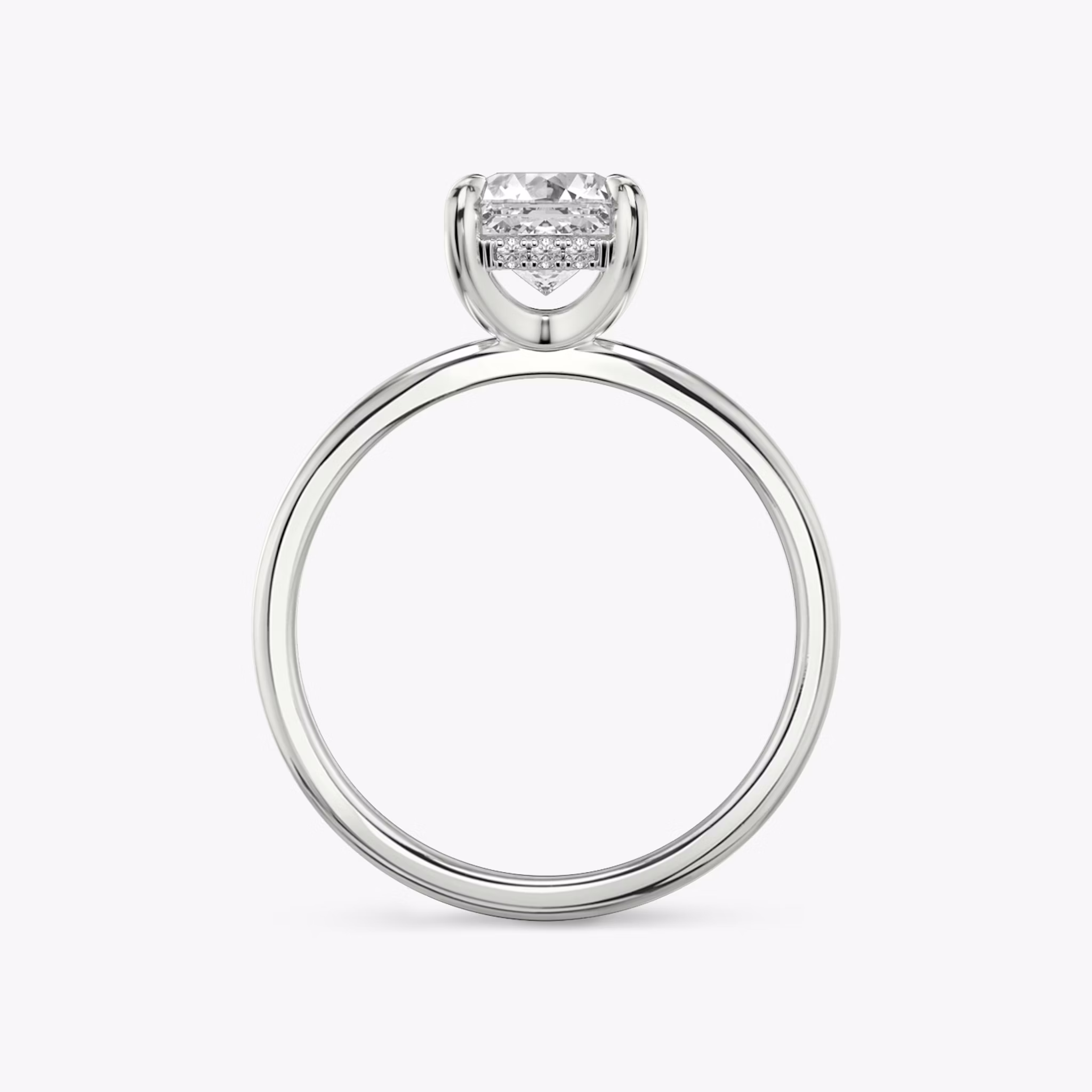 The Classic Hidden Halo | Asscher | 18k | White Gold | bandAccent: Plain | bandWidth: standard | prongStyle: Plain | diamondOrientation: vertical | caratWeight: other