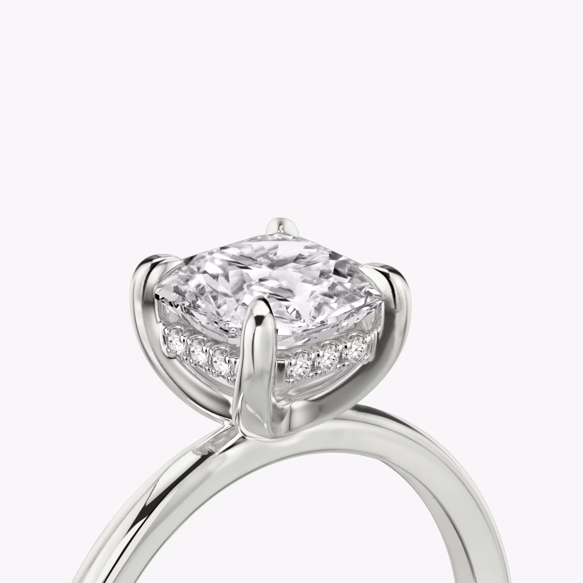 The Classic Hidden Halo | Asscher | 18k | White Gold | bandAccent: Plain | bandWidth: standard | prongStyle: Plain | diamondOrientation: vertical | caratWeight: other