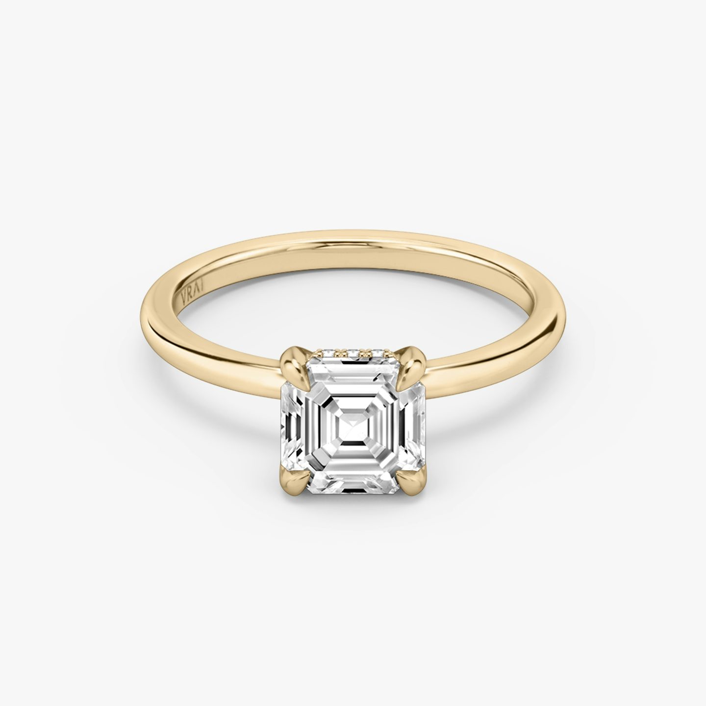 Bague de fiançailles Classic Hidden Halo | Asscher | 14k | Or rose | bandAccent: Simple | bandWidth: standard | prongStyle: Simple | diamondOrientation: vertical | caratWeight: other