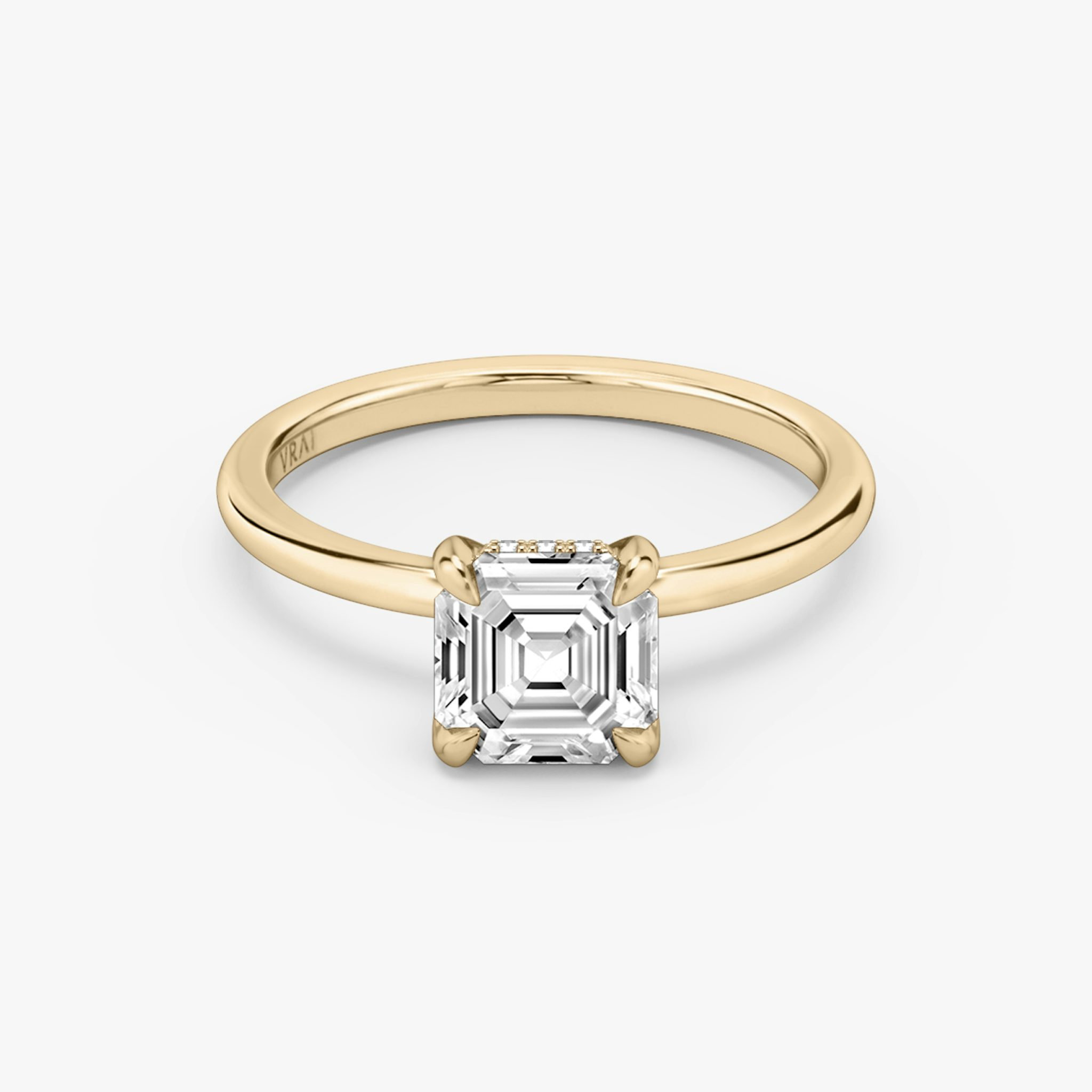 The Classic Hidden Halo | Asscher | 14k | Rose Gold | bandAccent: Plain | bandWidth: standard | prongStyle: Plain | diamondOrientation: vertical | caratWeight: other