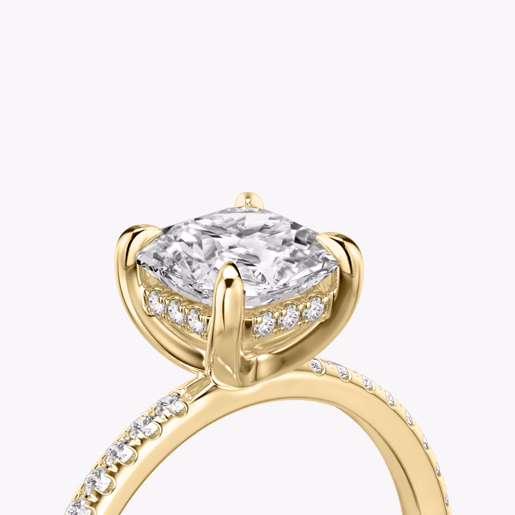 The Classic Hidden Halo | Asscher | 18k | Yellow Gold | bandAccent: Pavé | bandWidth: standard | prongStyle: Plain | diamondOrientation: vertical | caratWeight: other