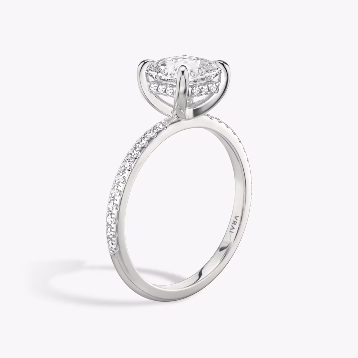 The Classic Hidden Halo | Asscher | Platinum | bandAccent: Pavé | bandWidth: standard | prongStyle: Plain | diamondOrientation: vertical | caratWeight: other