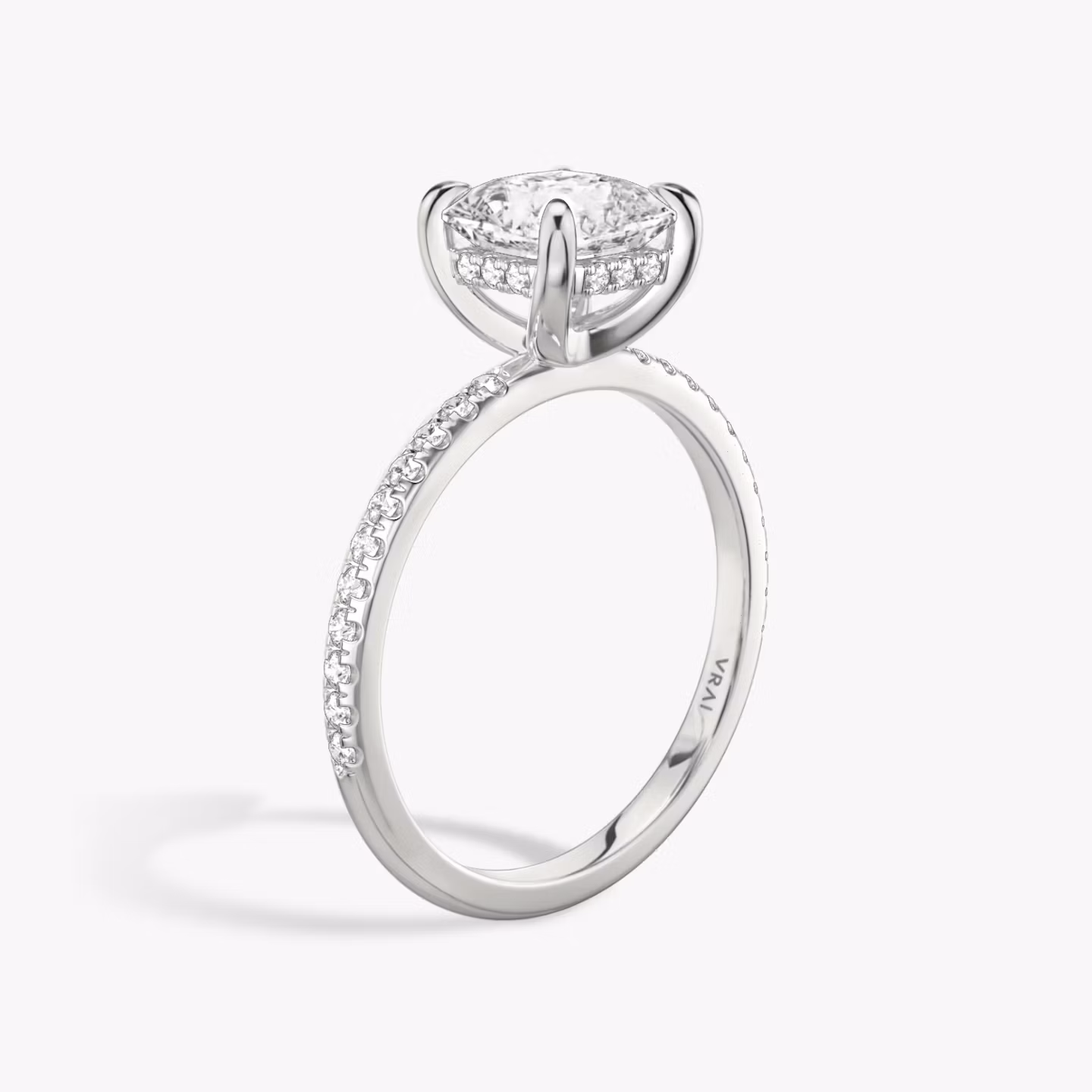The Classic Hidden Halo | Asscher | Platinum | bandAccent: Pavé | bandWidth: standard | prongStyle: Plain | diamondOrientation: vertical | caratWeight: other