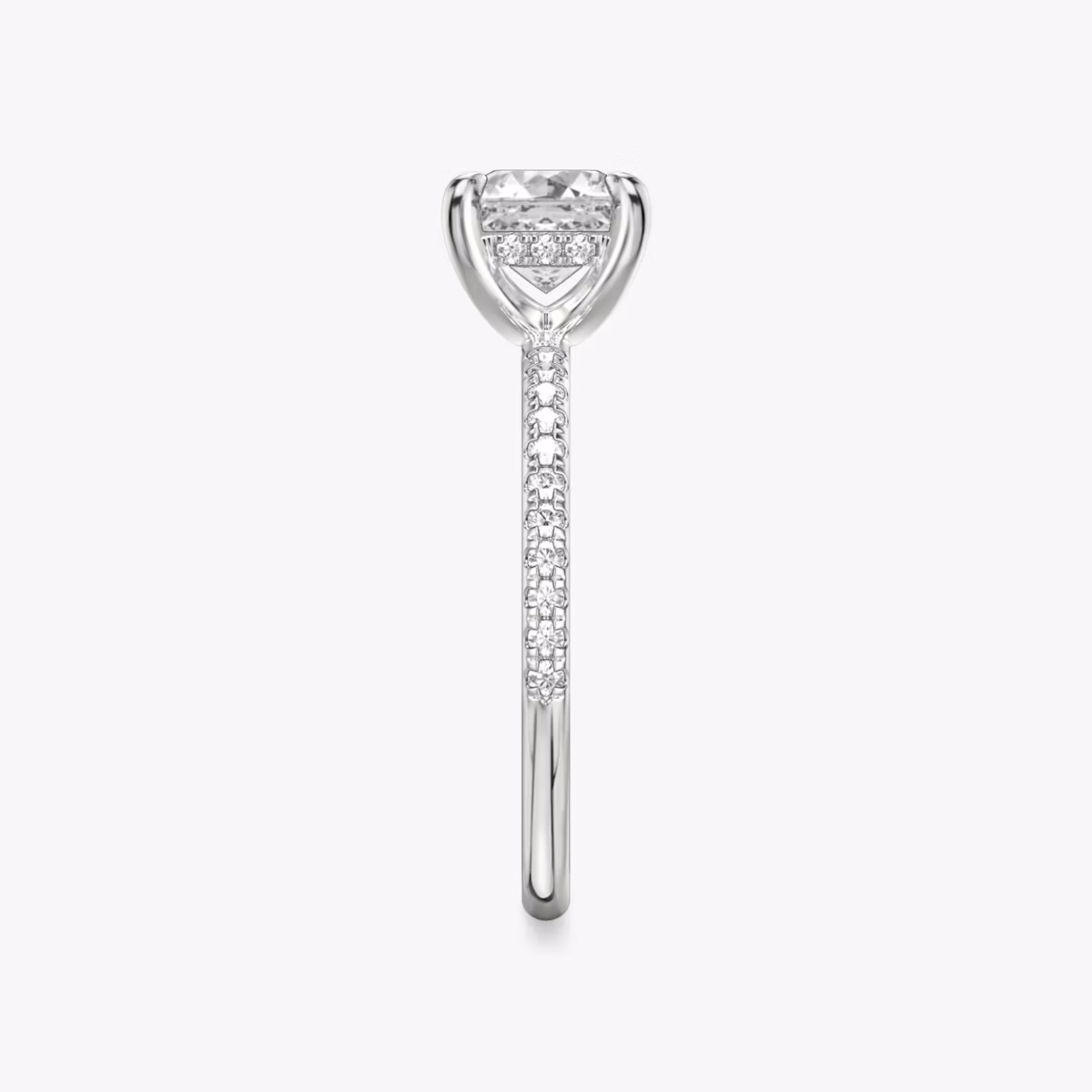 The Classic Hidden Halo | Asscher | Platinum | bandAccent: Pavé | bandWidth: standard | prongStyle: Plain | diamondOrientation: vertical | caratWeight: other