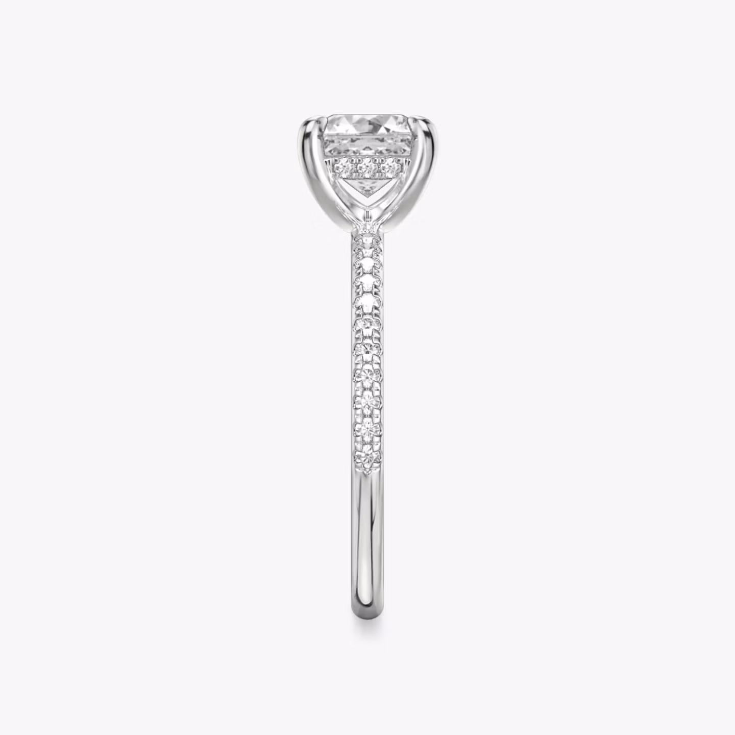 The Classic Hidden Halo | Asscher | Platinum | bandAccent: Pavé | bandWidth: standard | prongStyle: Plain | diamondOrientation: vertical | caratWeight: other