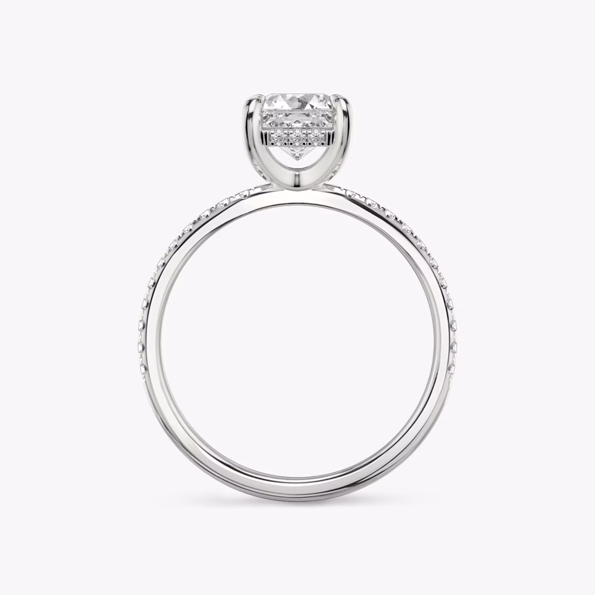The Classic Hidden Halo | Asscher | Platinum | bandAccent: Pavé | bandWidth: standard | prongStyle: Plain | diamondOrientation: vertical | caratWeight: other