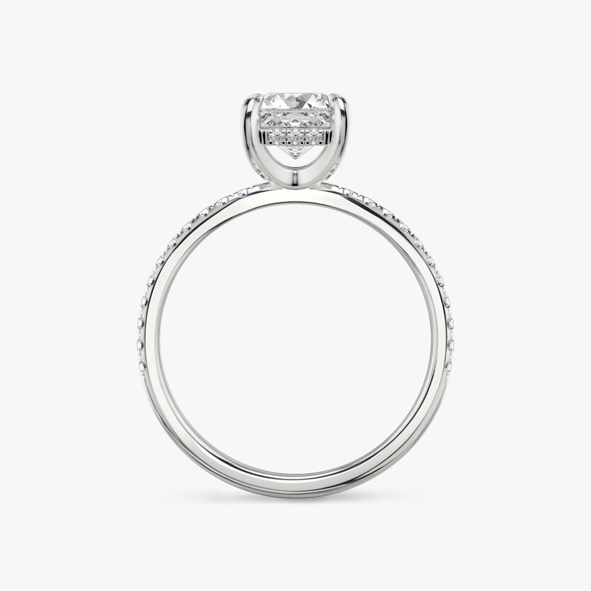 Classic Hidden Halo | Asscher | 18k | Weißgold | bandAccent: Mit Pavé-Besatz | bandWidth: standard | prongStyle: Ohne Pavé-Besatz | diamondOrientation: vertical | caratWeight: other