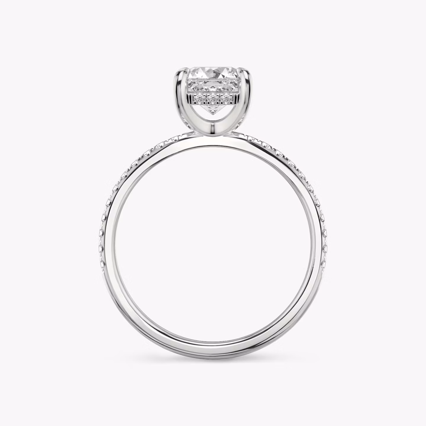 The Classic Hidden Halo | Asscher | Platinum | bandAccent: Pavé | bandWidth: standard | prongStyle: Plain | diamondOrientation: vertical | caratWeight: other