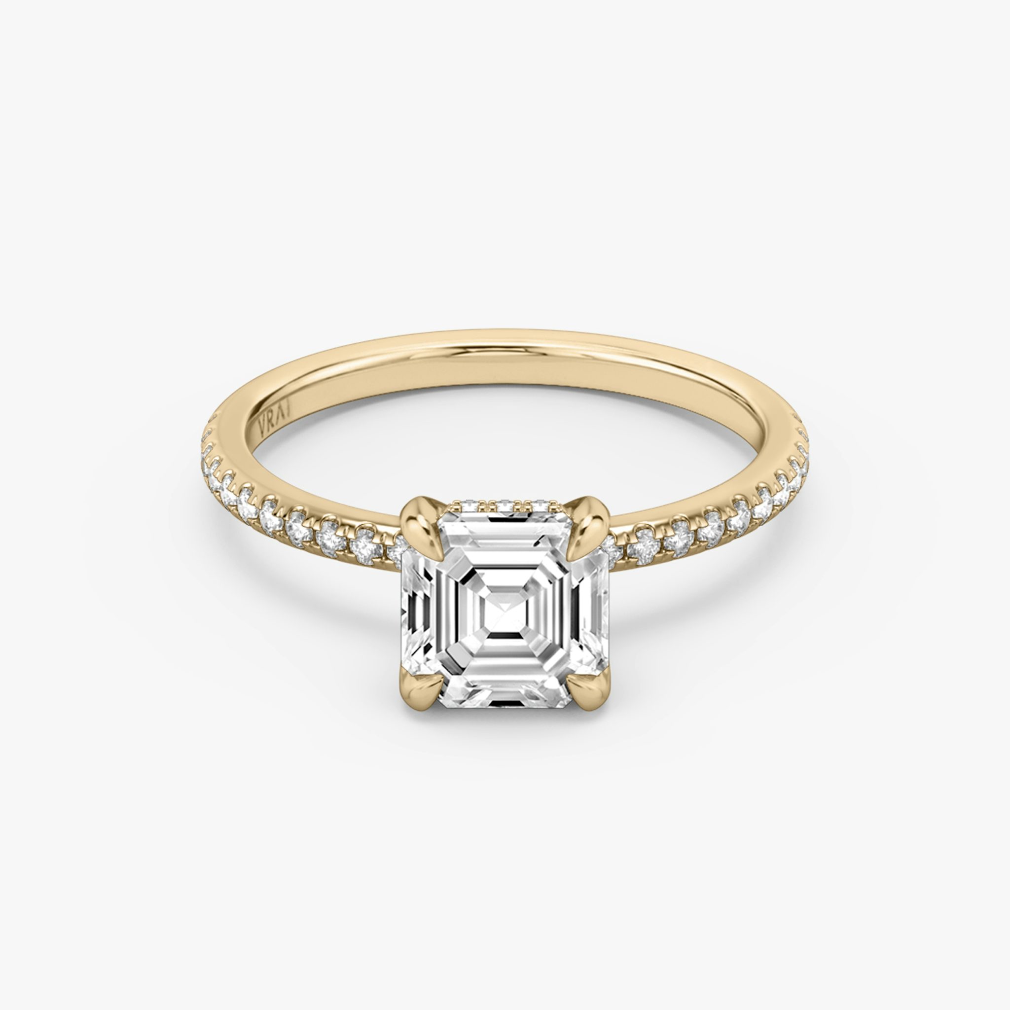 The Classic Hidden Halo | Asscher | 14k | Rose Gold | bandAccent: Pavé | bandWidth: standard | prongStyle: Plain | diamondOrientation: vertical | caratWeight: other