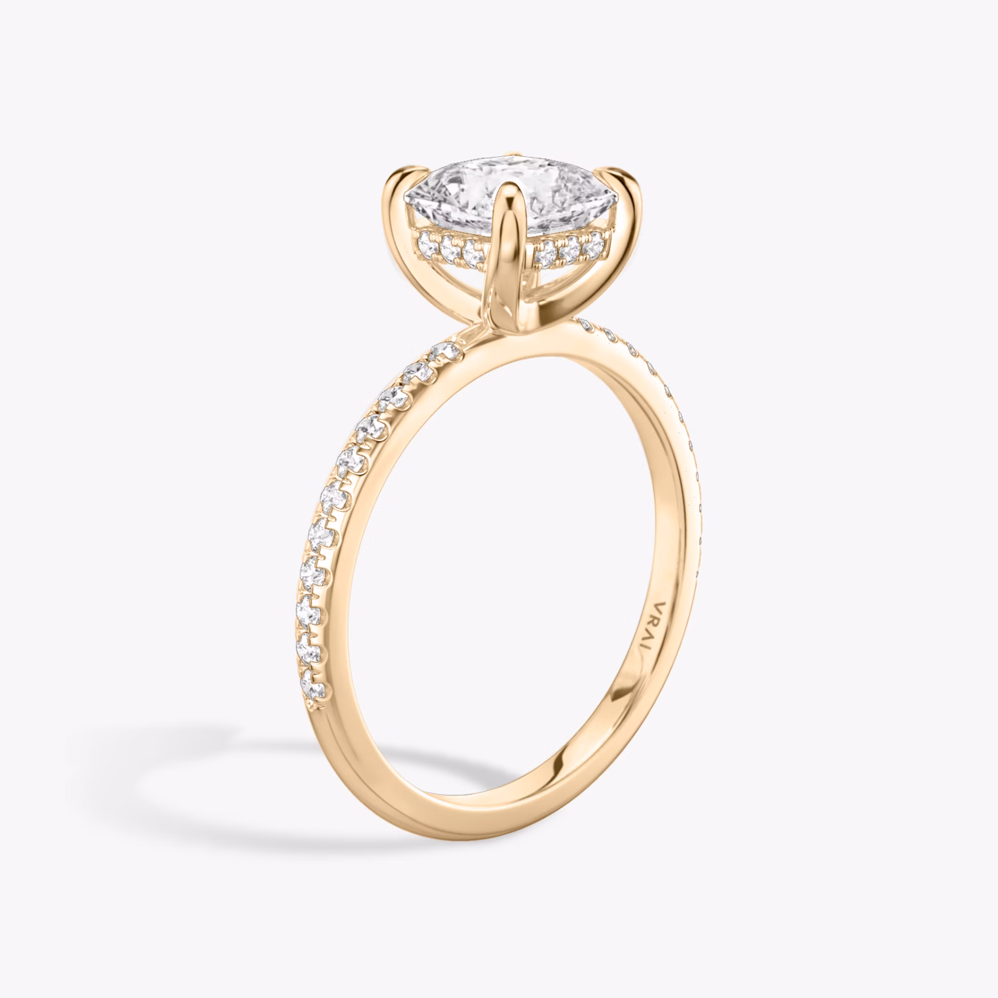 The Classic Hidden Halo | Asscher | 14k | Rose Gold | bandAccent: Pavé | bandWidth: standard | prongStyle: Plain | diamondOrientation: vertical | caratWeight: other