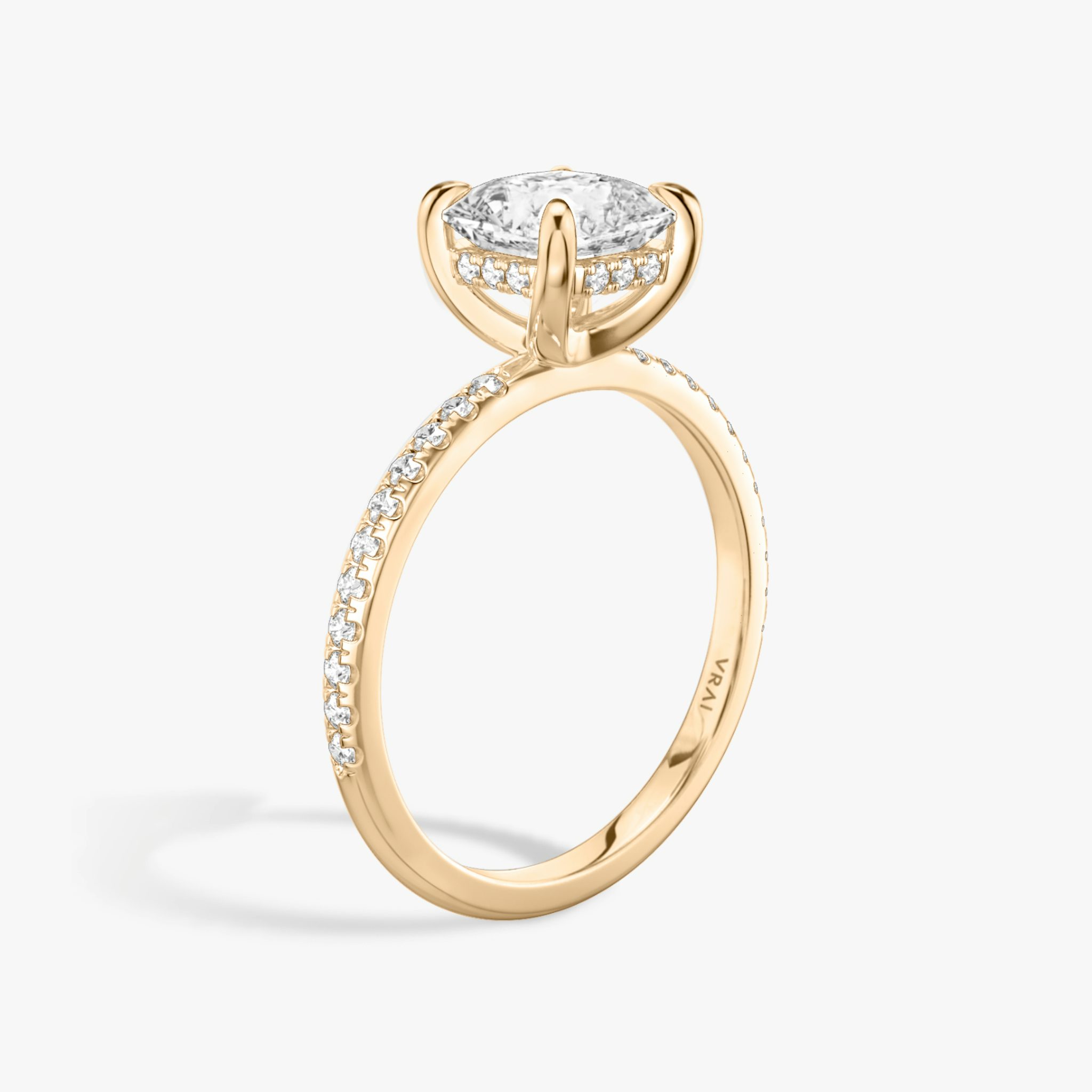 The Classic Hidden Halo | Asscher | 14k | Rose Gold | bandAccent: Pavé | bandWidth: standard | prongStyle: Plain | diamondOrientation: vertical | caratWeight: other