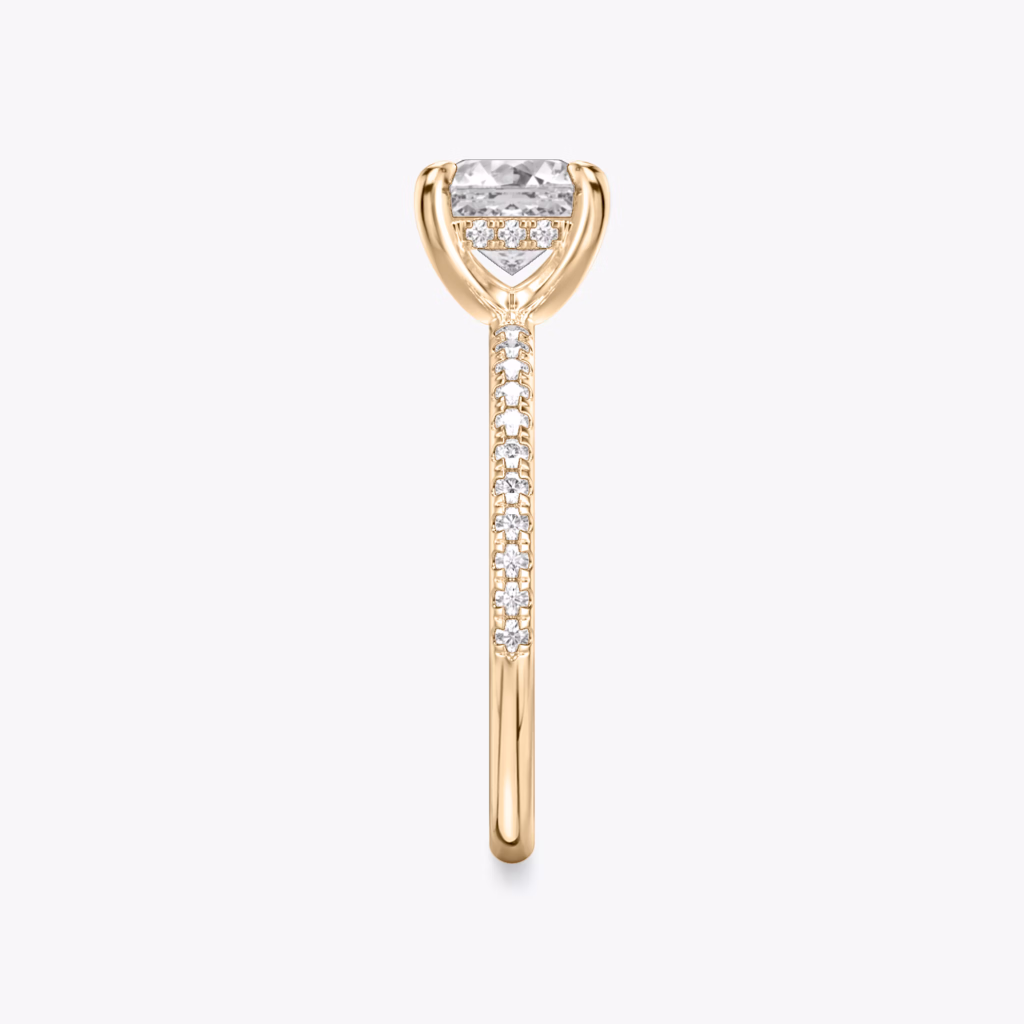 The Classic Hidden Halo | Asscher | 14k | Rose Gold | bandAccent: Pavé | bandWidth: standard | prongStyle: Plain | diamondOrientation: vertical | caratWeight: other