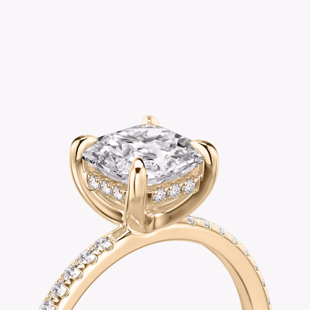 The Classic Hidden Halo | Asscher | 14k | Rose Gold | bandAccent: Pavé | bandWidth: standard | prongStyle: Plain | diamondOrientation: vertical | caratWeight: other