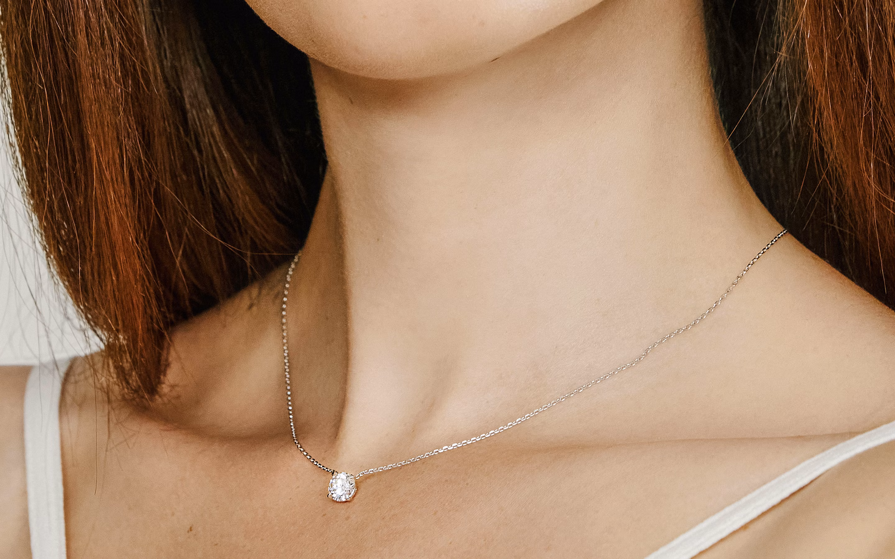 Solitaire necklace, lab-grown diamond necklace
