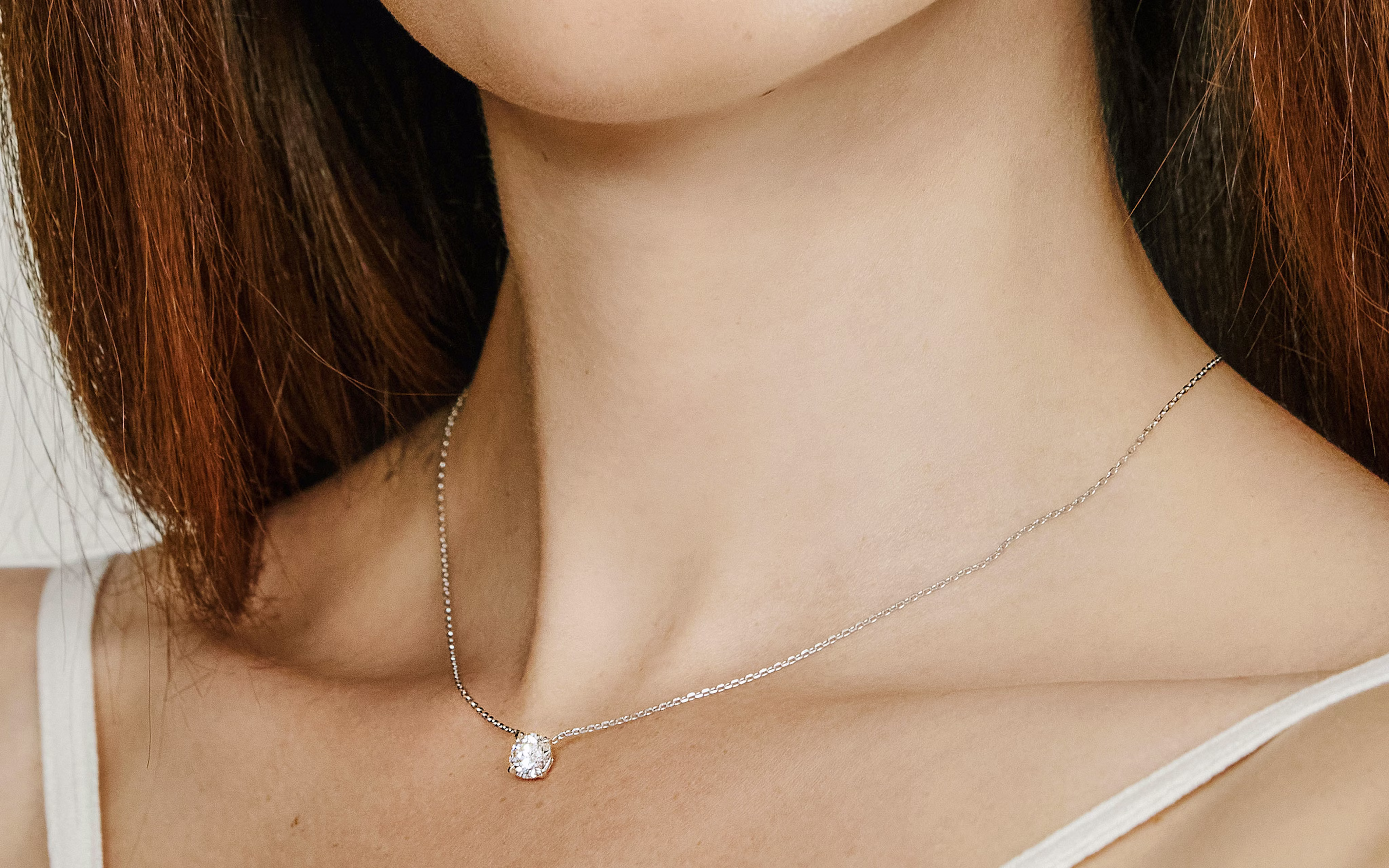 Solitaire necklace, lab-grown diamond necklace