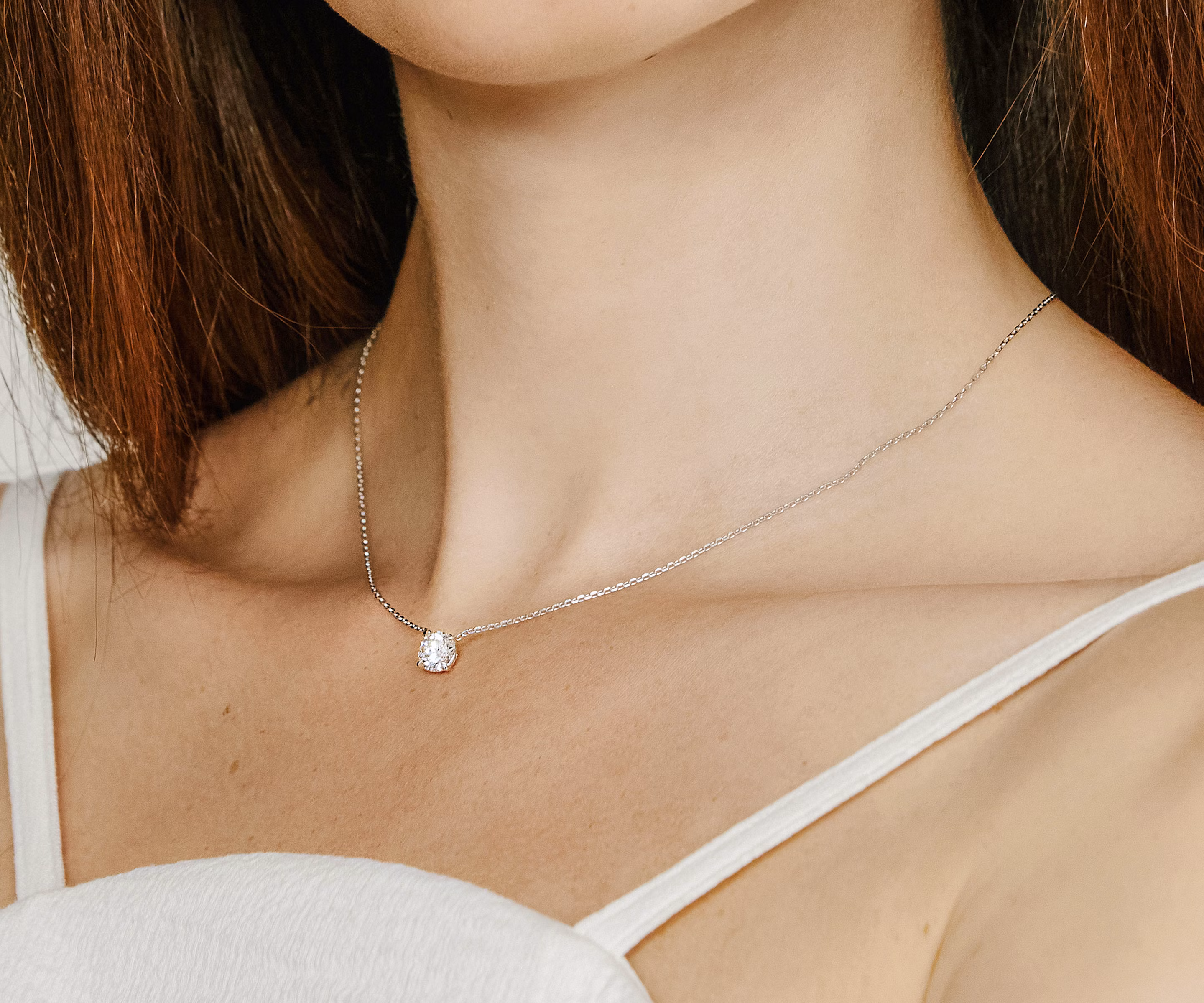 Solitaire necklace, lab-grown diamond necklace