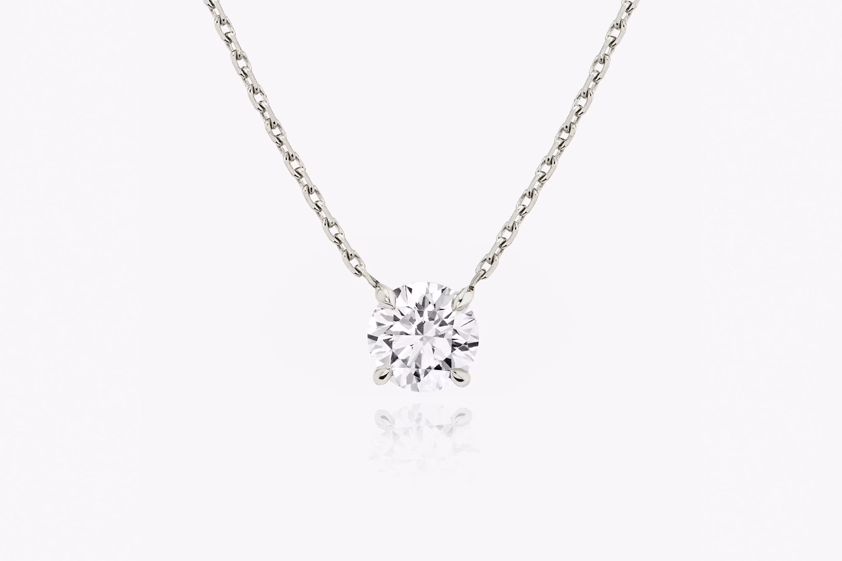 lab-grown diamond necklace, white gold, solitaire necklace