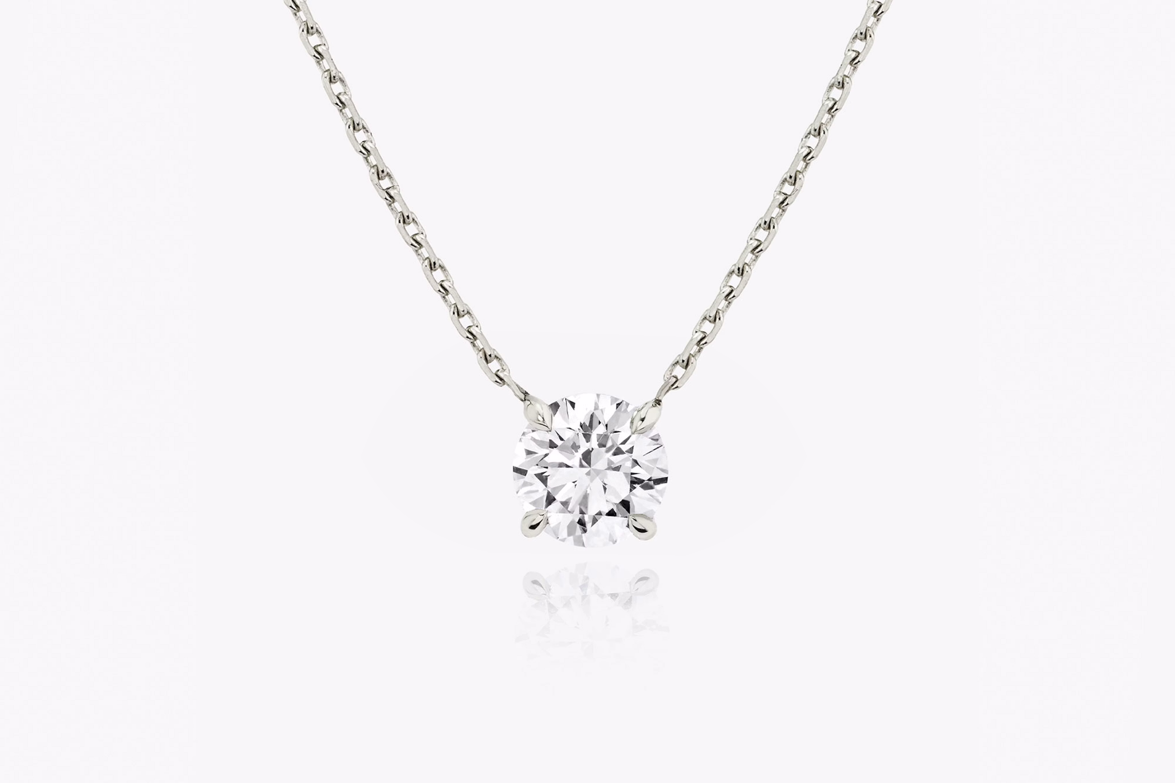 lab-grown diamond necklace, white gold, solitaire necklace