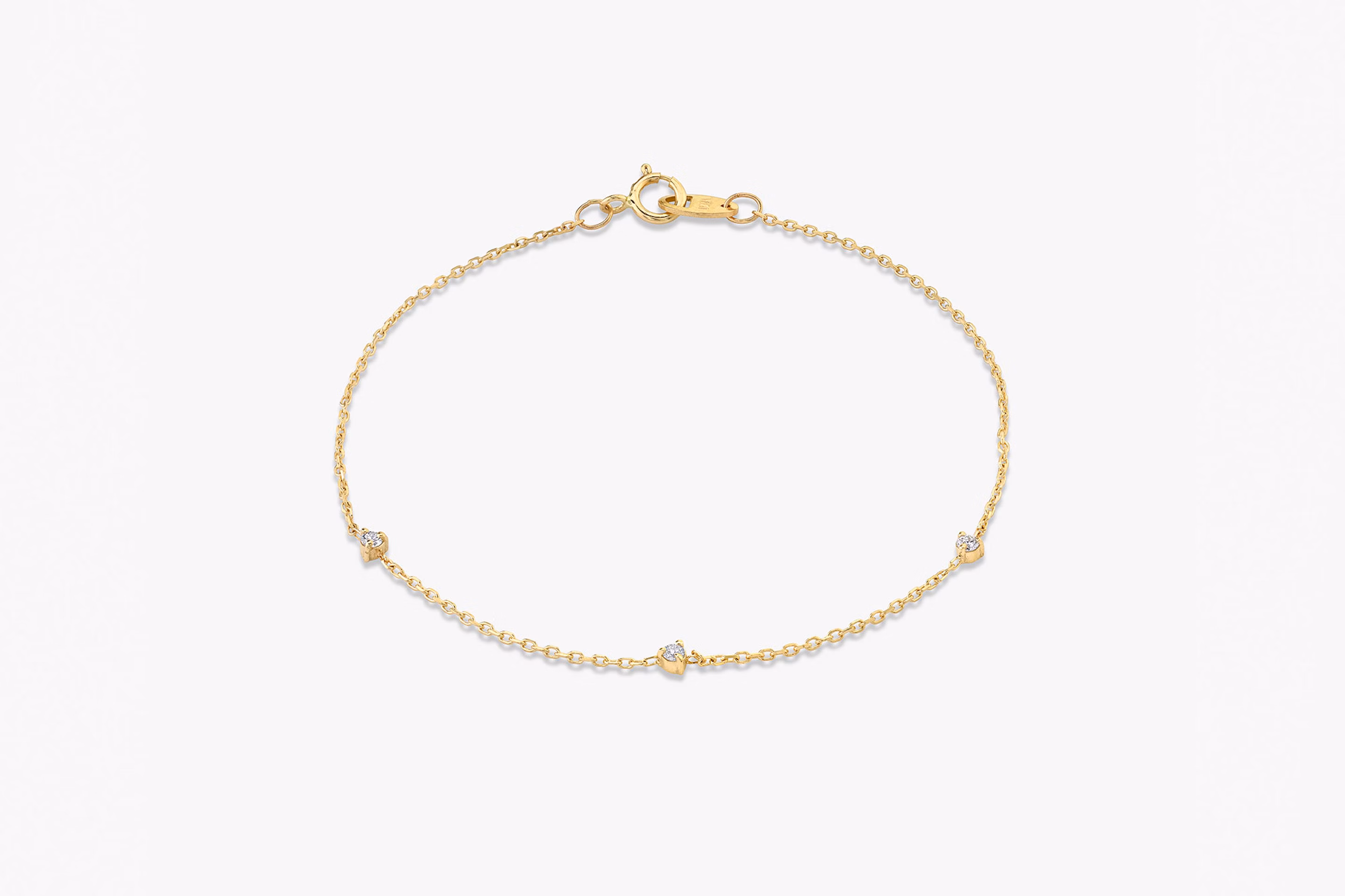 bridal jewelry, tiny station necklace, yellow gold, lab-grown diamond
