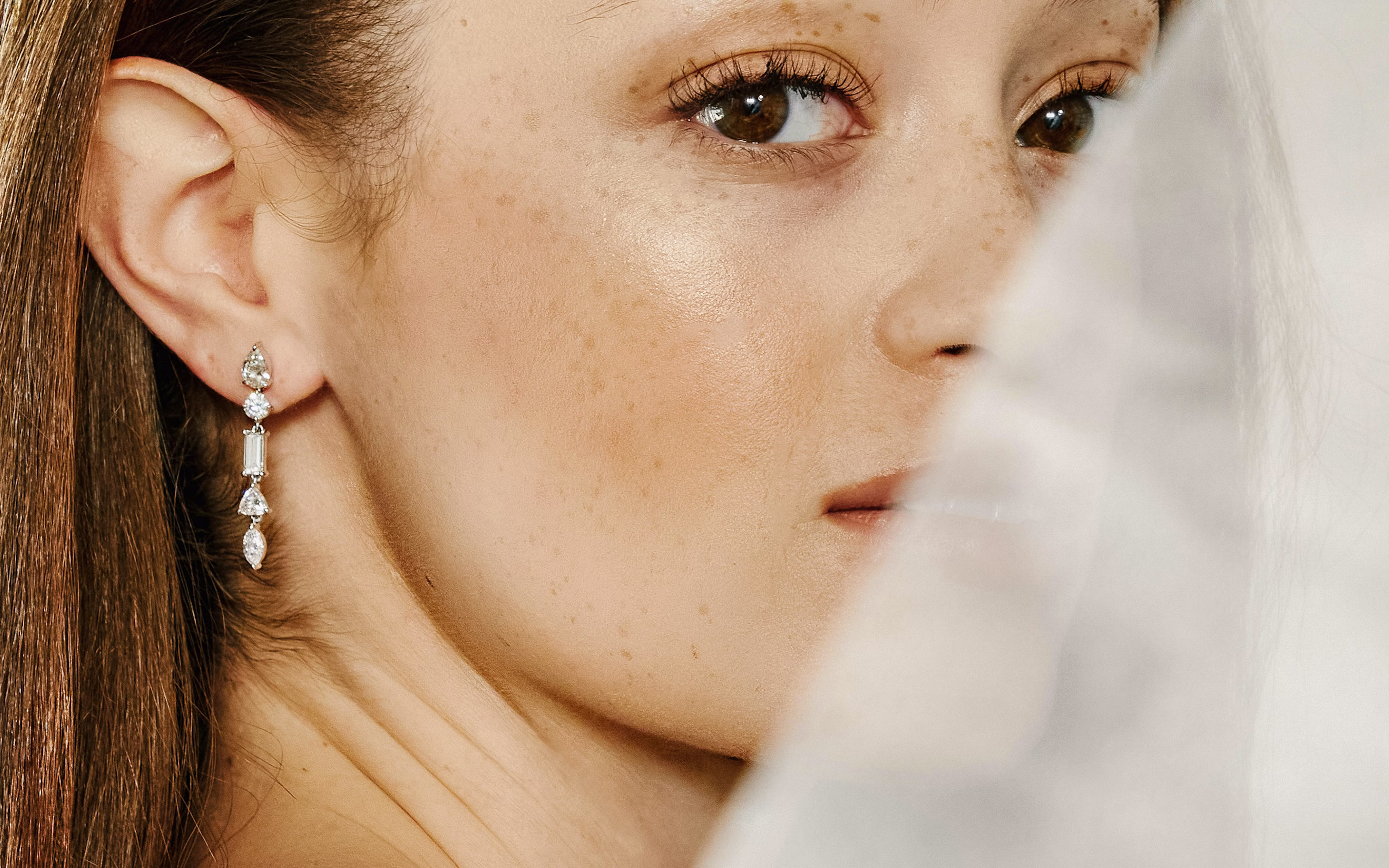 bridal jewelry, bridal earrings, lab-grown diamond earrings, white gold