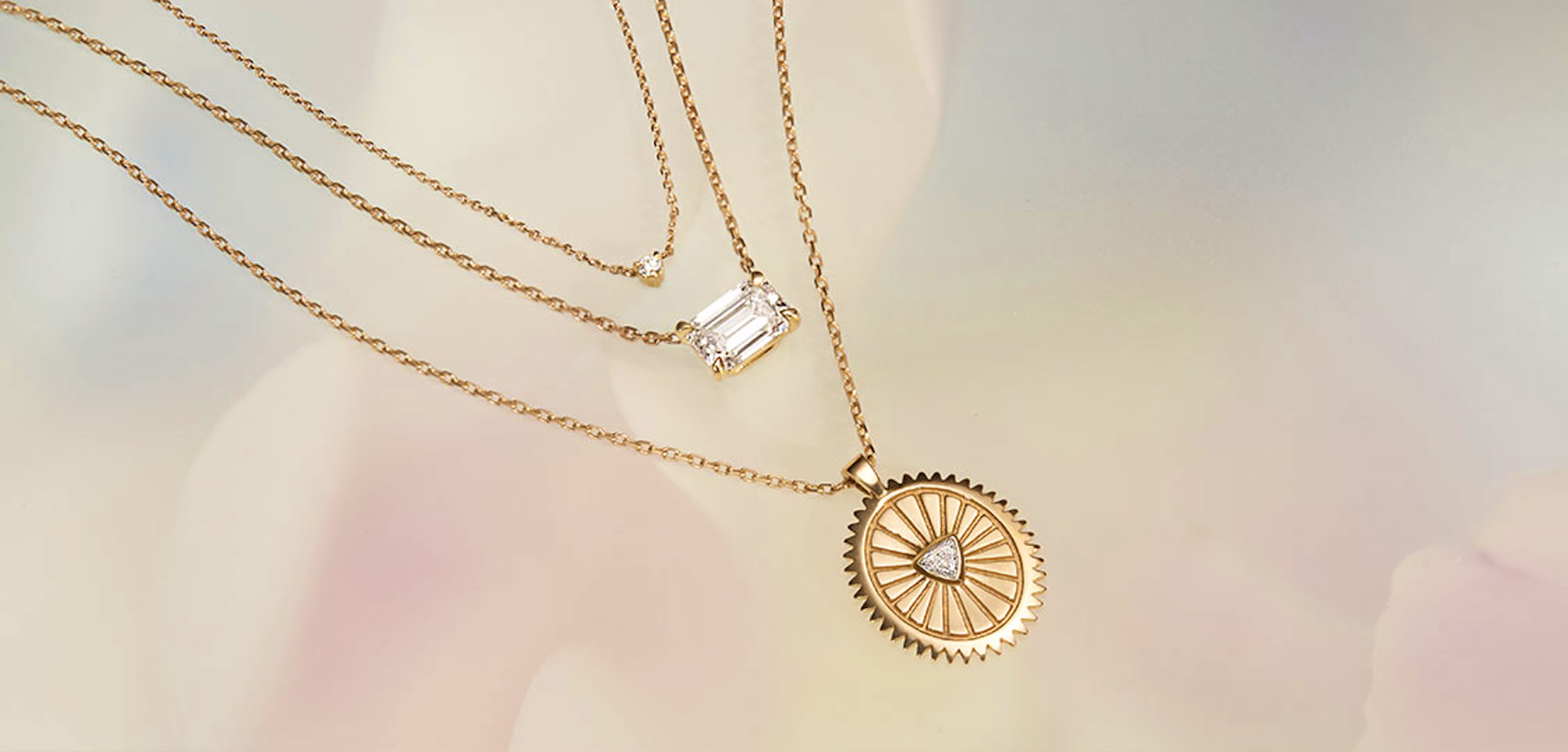 Tiny diamond necklace, Solitaire necklace, medallion