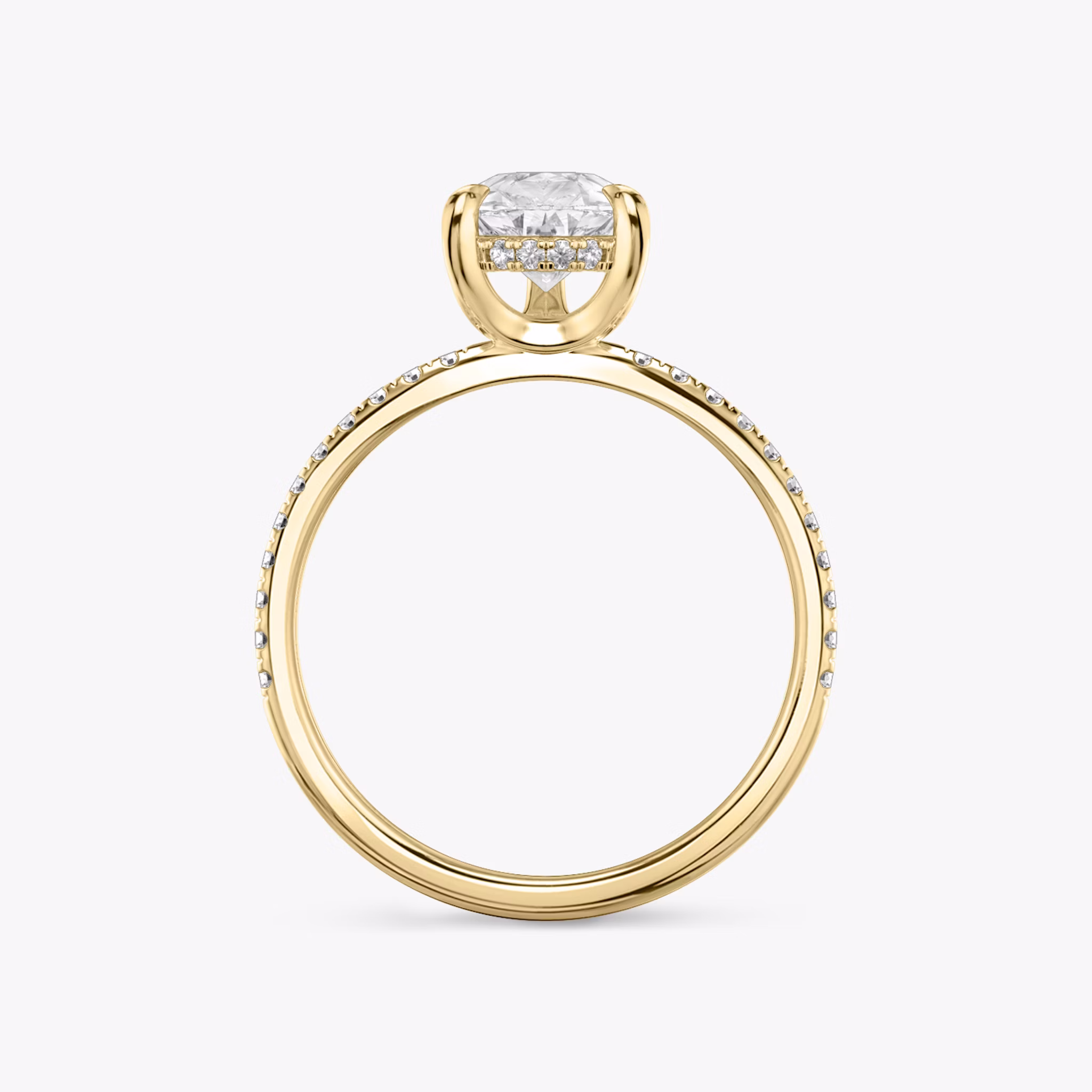 The Classic Hidden Halo | Pear | 18k | Yellow Gold | bandAccent: Pavé | bandWidth: standard | prongStyle: Plain | diamondOrientation: vertical | caratWeight: other