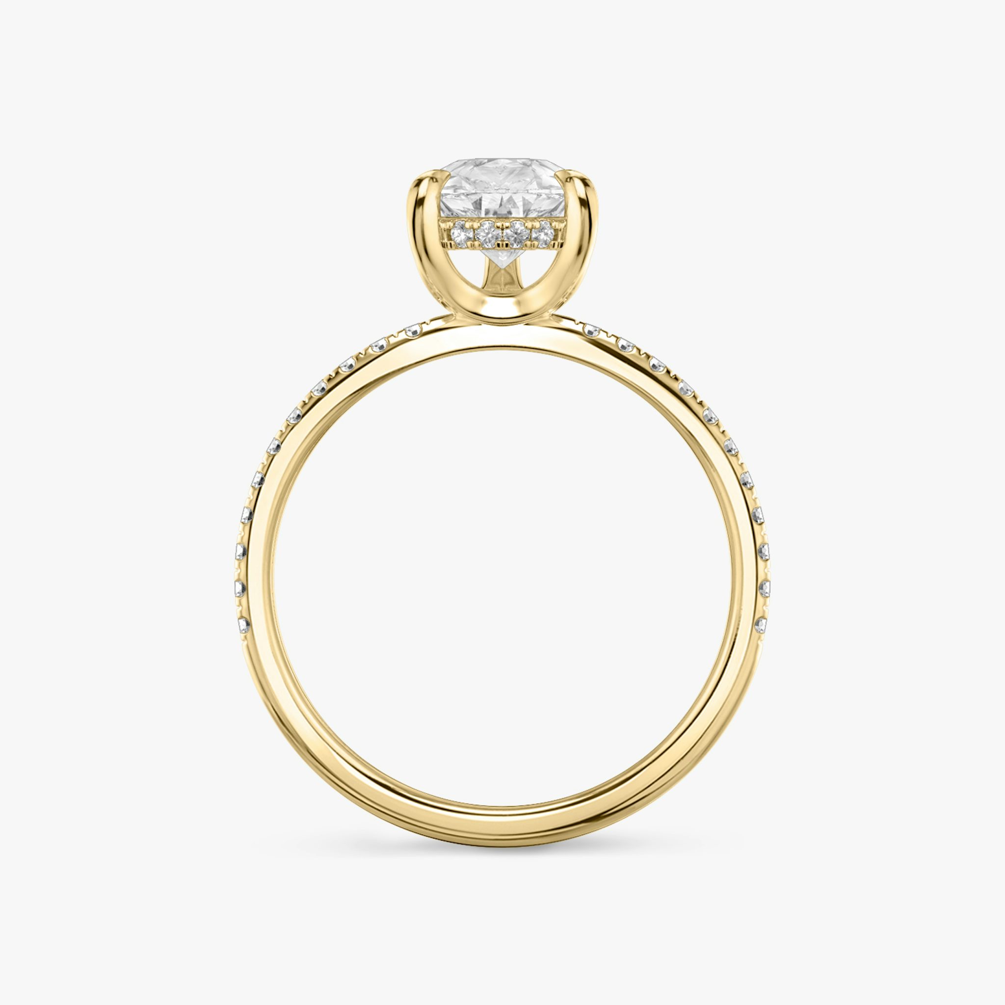The Classic Hidden Halo | Pear | 18k | Yellow Gold | bandAccent: Pavé | bandWidth: standard | prongStyle: Plain | diamondOrientation: vertical | caratWeight: other