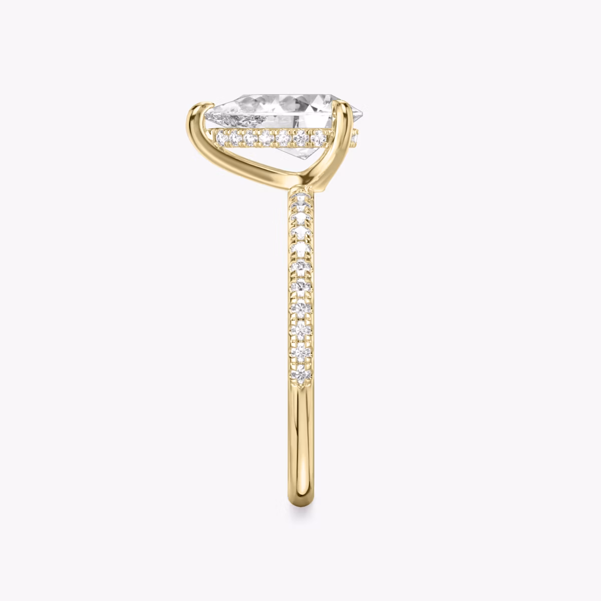 Classic Hidden Halo | Tropfen | 18k | Gelbgold | bandAccent: Mit Pavé-Besatz | bandWidth: standard | prongStyle: Ohne Pavé-Besatz | diamondOrientation: vertical | caratWeight: other