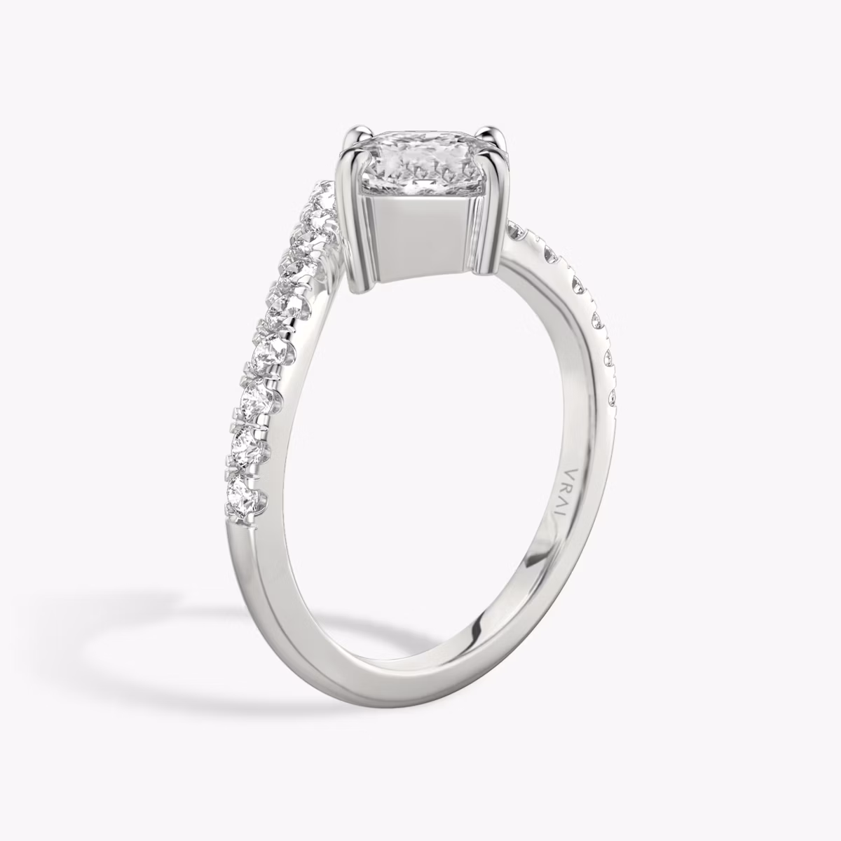 The Signature V | Asscher | Platinum | bandAccent: Pavé | diamondOrientation: vertical | caratWeight: other