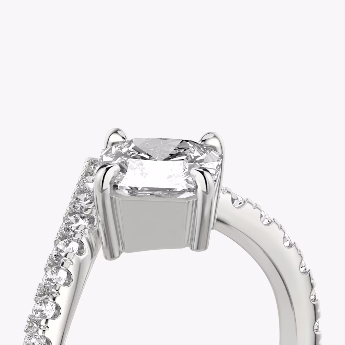 The Signature V | Asscher | Platinum | bandAccent: Pavé | diamondOrientation: vertical | caratWeight: other