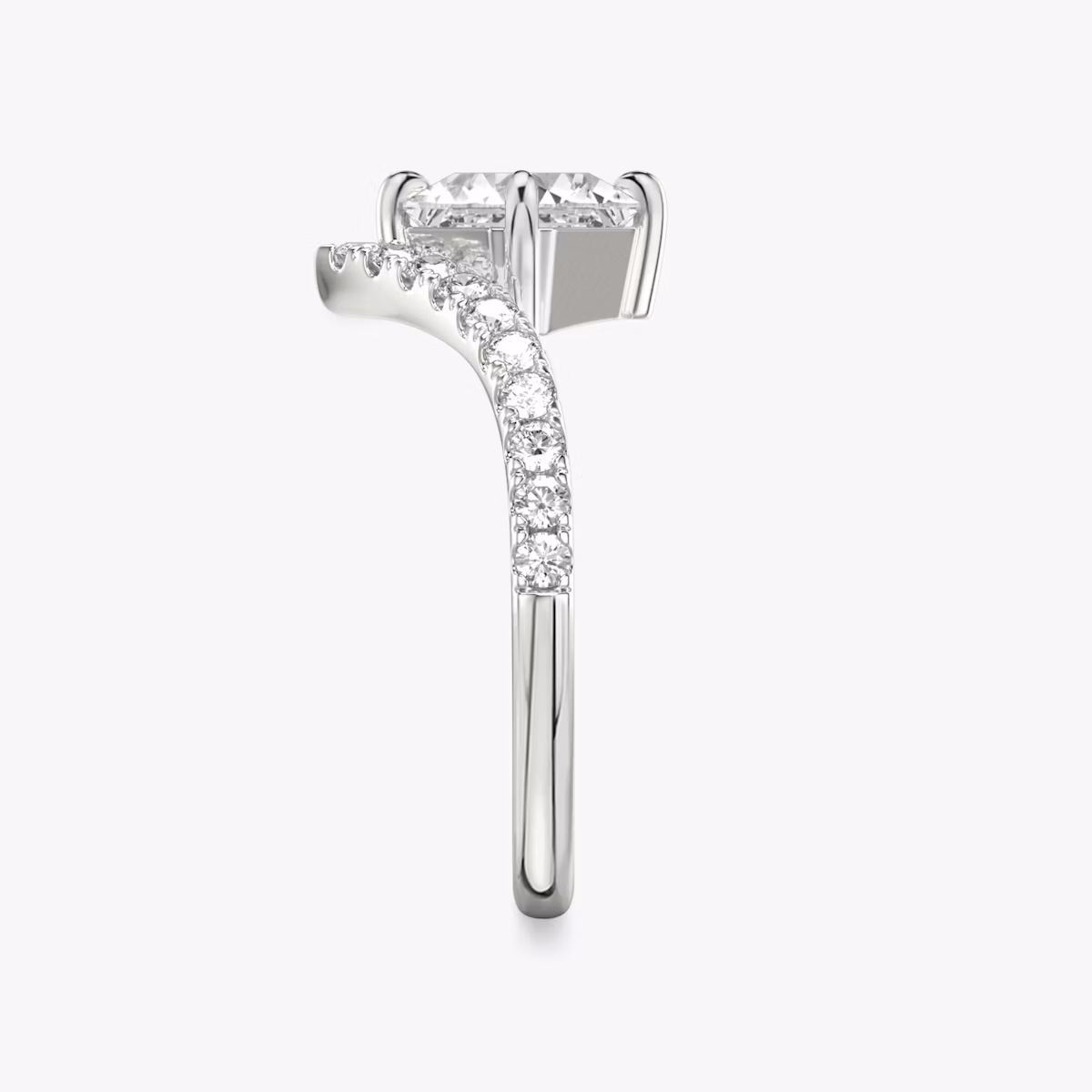The Signature V | Asscher | Platinum | bandAccent: Pavé | diamondOrientation: vertical | caratWeight: other
