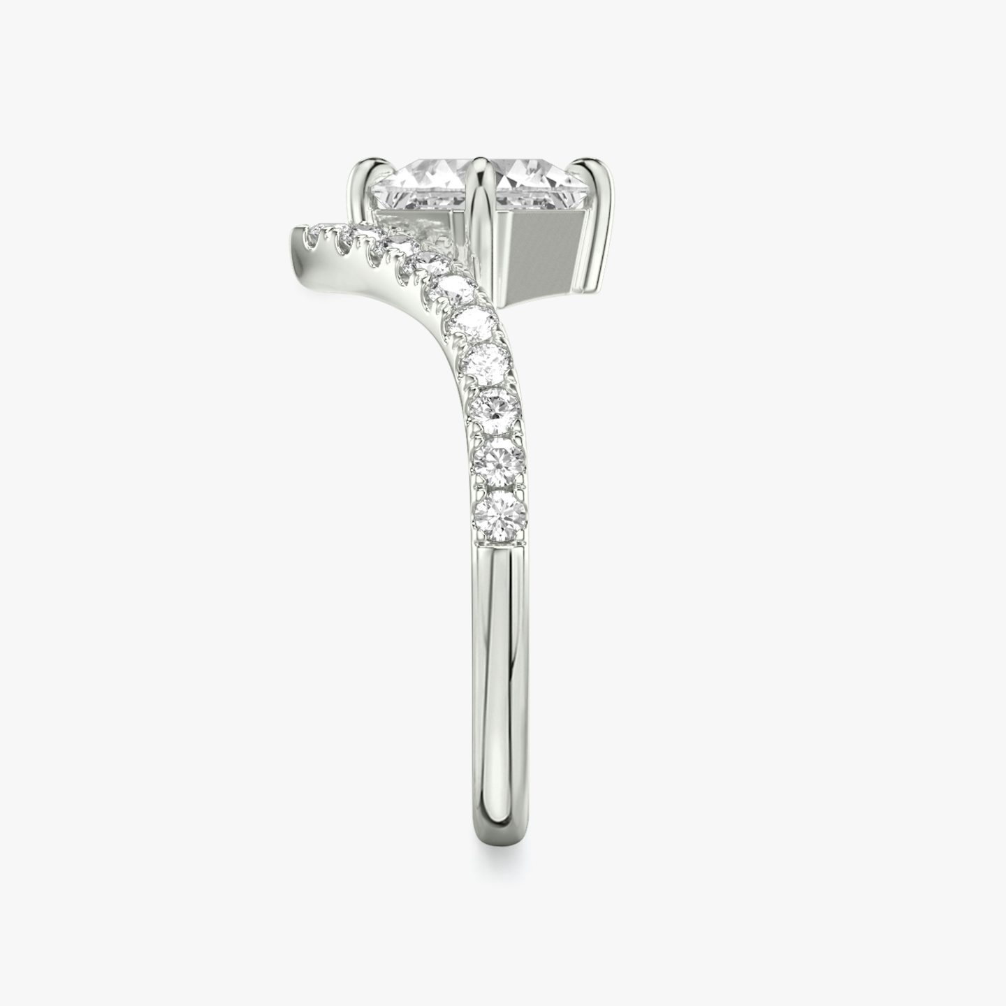 The Signature V | Asscher | 18k | White Gold | bandAccent: Pavé | diamondOrientation: vertical | caratWeight: other