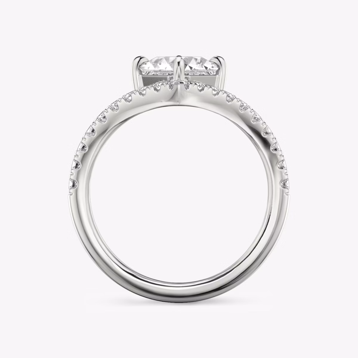 The Signature V | Asscher | Platinum | bandAccent: Pavé | diamondOrientation: vertical | caratWeight: other