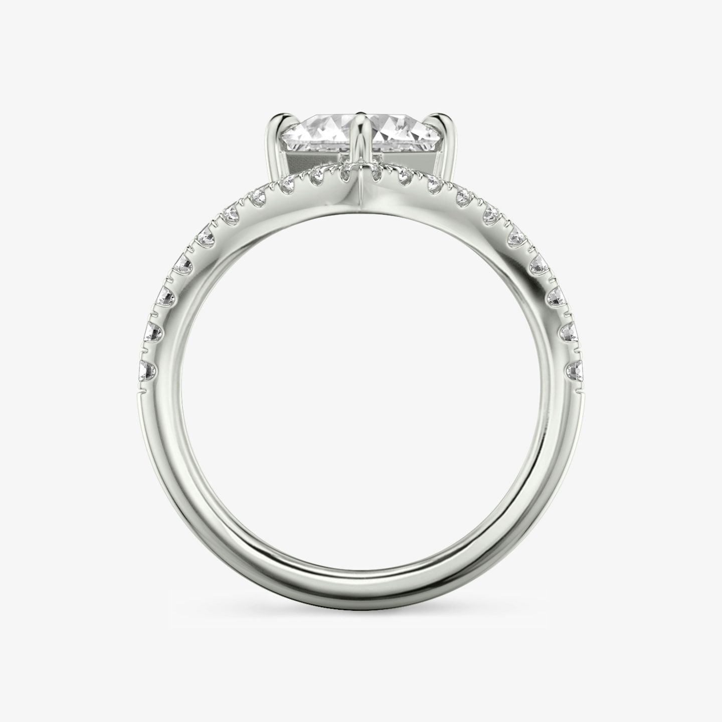 The Signature V | Asscher | 18k | White Gold | bandAccent: Pavé | diamondOrientation: vertical | caratWeight: other