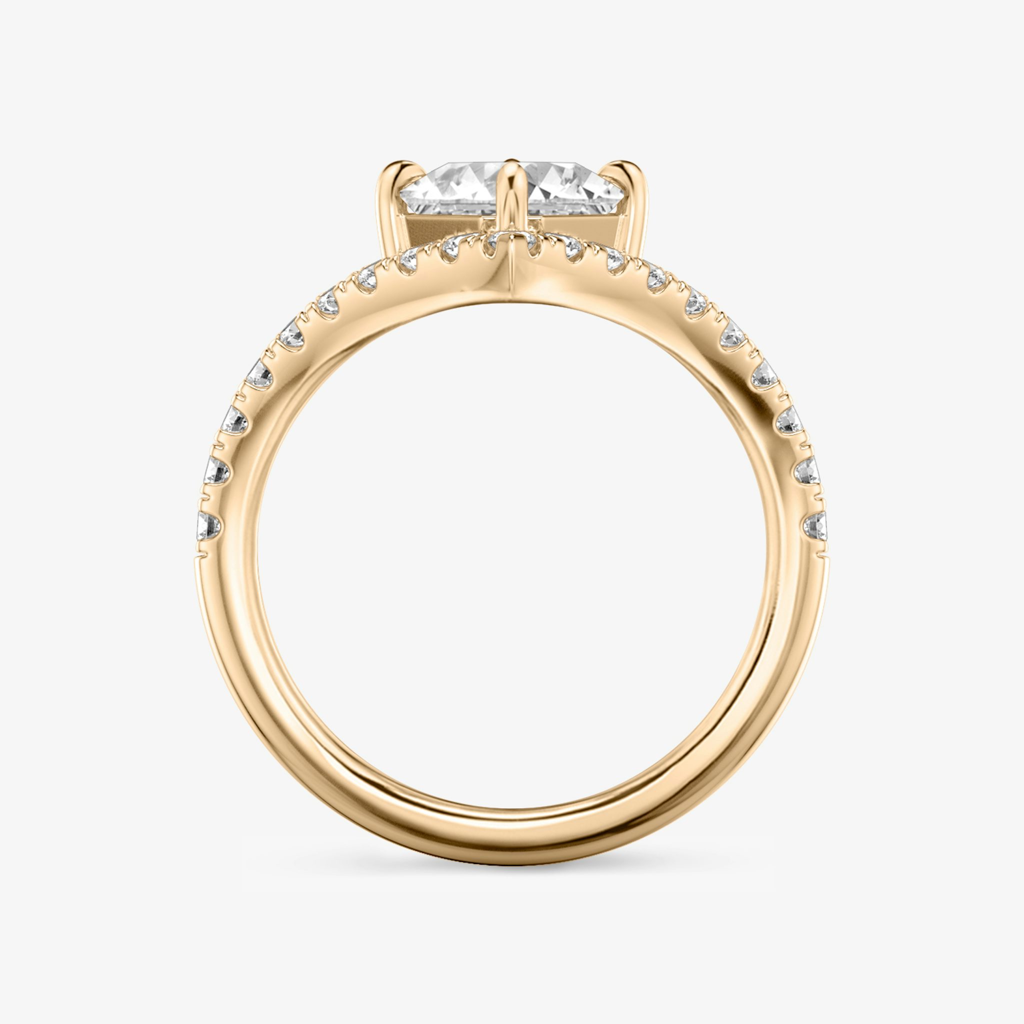 The Signature V | Asscher | 14k | Rose Gold | bandAccent: Pavé | diamondOrientation: vertical | caratWeight: other