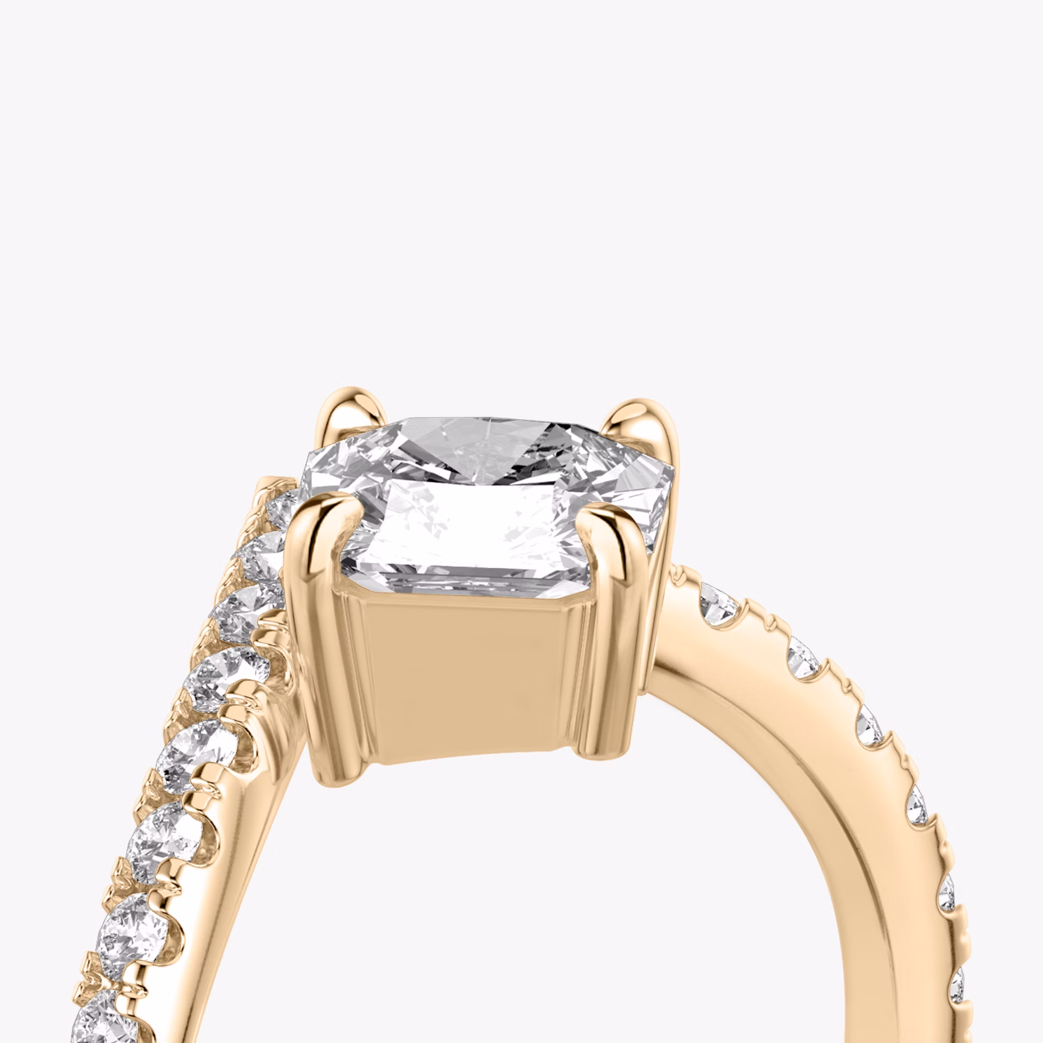 The Signature V | Asscher | 14k | Rose Gold | bandAccent: Pavé | diamondOrientation: vertical | caratWeight: other