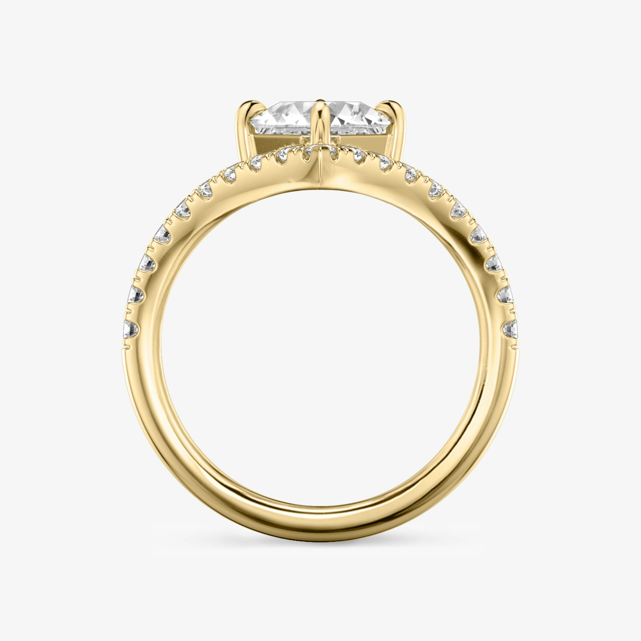 The Signature V | Asscher | 18k | Yellow Gold | bandAccent: Pavé | diamondOrientation: vertical | caratWeight: other