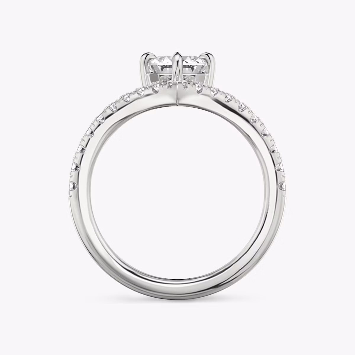 The Signature V | Emerald | Platinum | bandAccent: Pavé | diamondOrientation: vertical | caratWeight: other