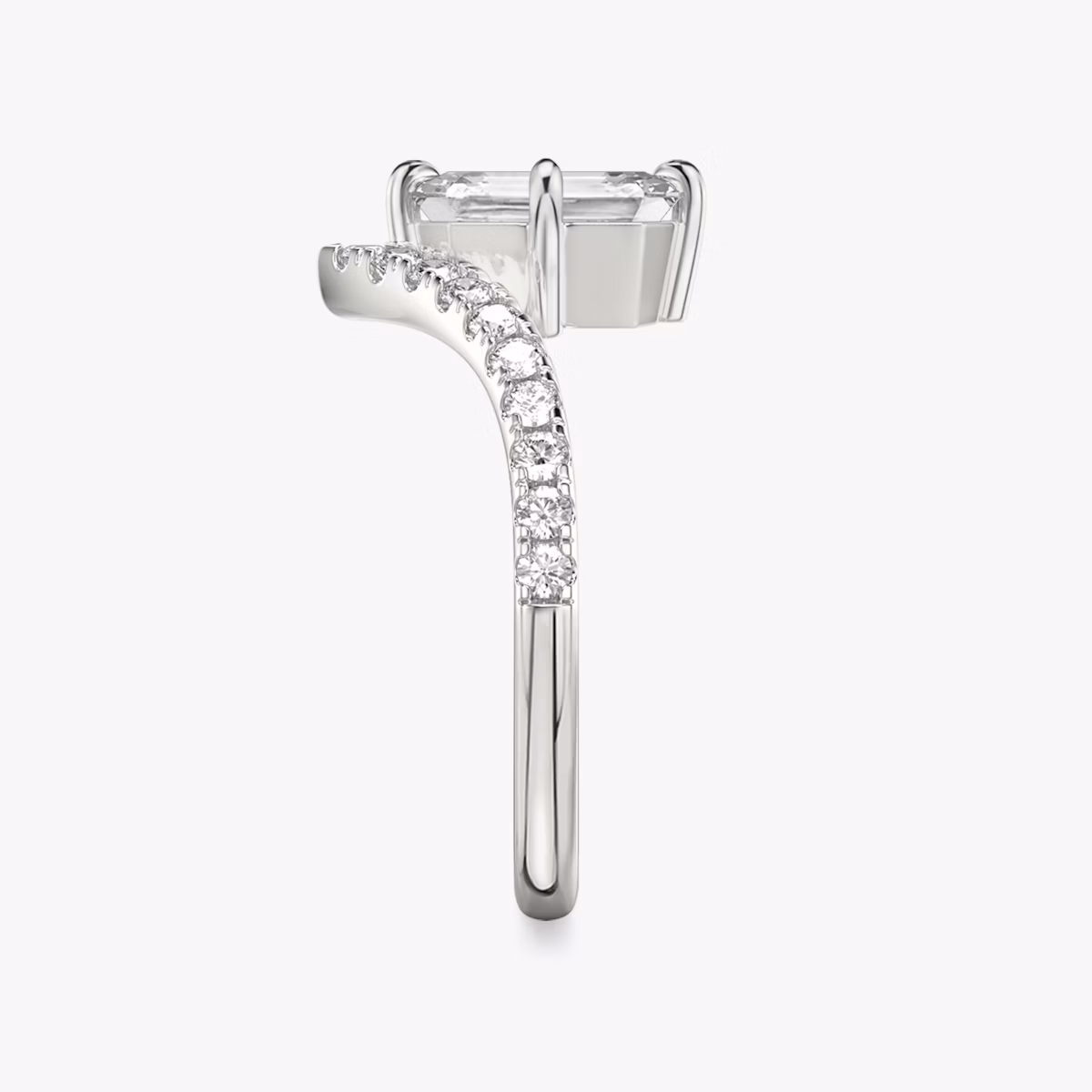 The Signature V | Emerald | Platinum | bandAccent: Pavé | diamondOrientation: vertical | caratWeight: other