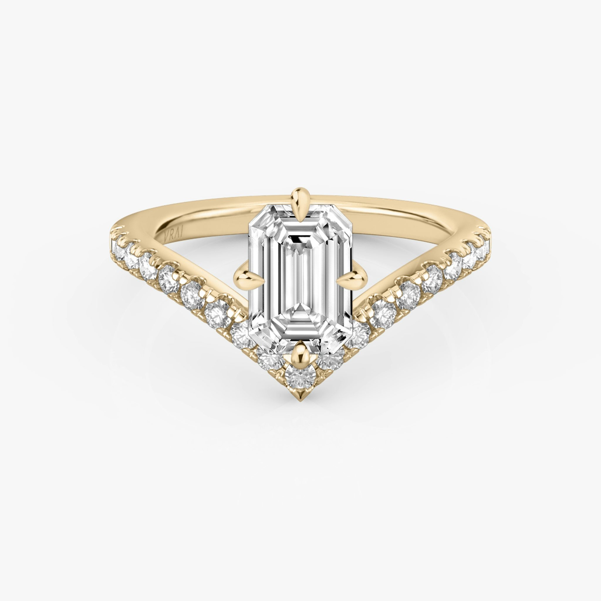Signature V | Emerald | 14k | Roségold | bandAccent: Mit Pavé-Besatz | diamondOrientation: vertical | caratWeight: other