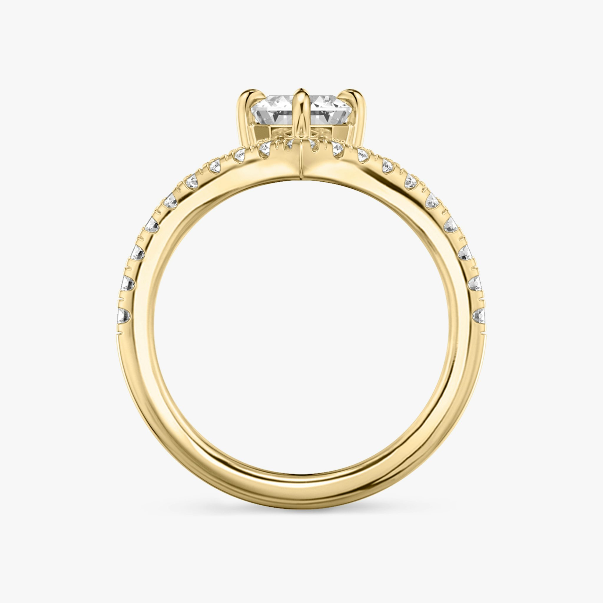 The Signature V | Emerald | 18k | Yellow Gold | bandAccent: Pavé | diamondOrientation: vertical | caratWeight: other