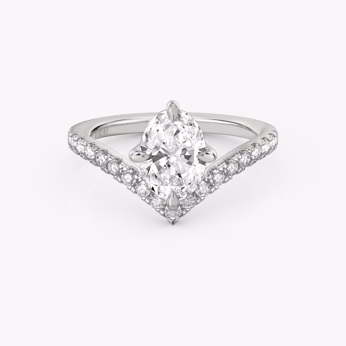 Signature V | Oval | Platin | bandAccent: Mit Pavé-Besatz | diamondOrientation: vertical | caratWeight: other