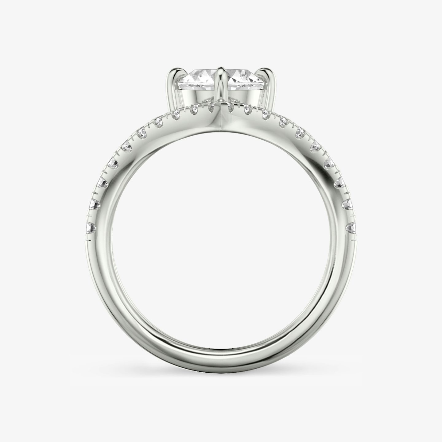 The Signature V | Oval | 18k | White Gold | bandAccent: Pavé | diamondOrientation: vertical | caratWeight: other