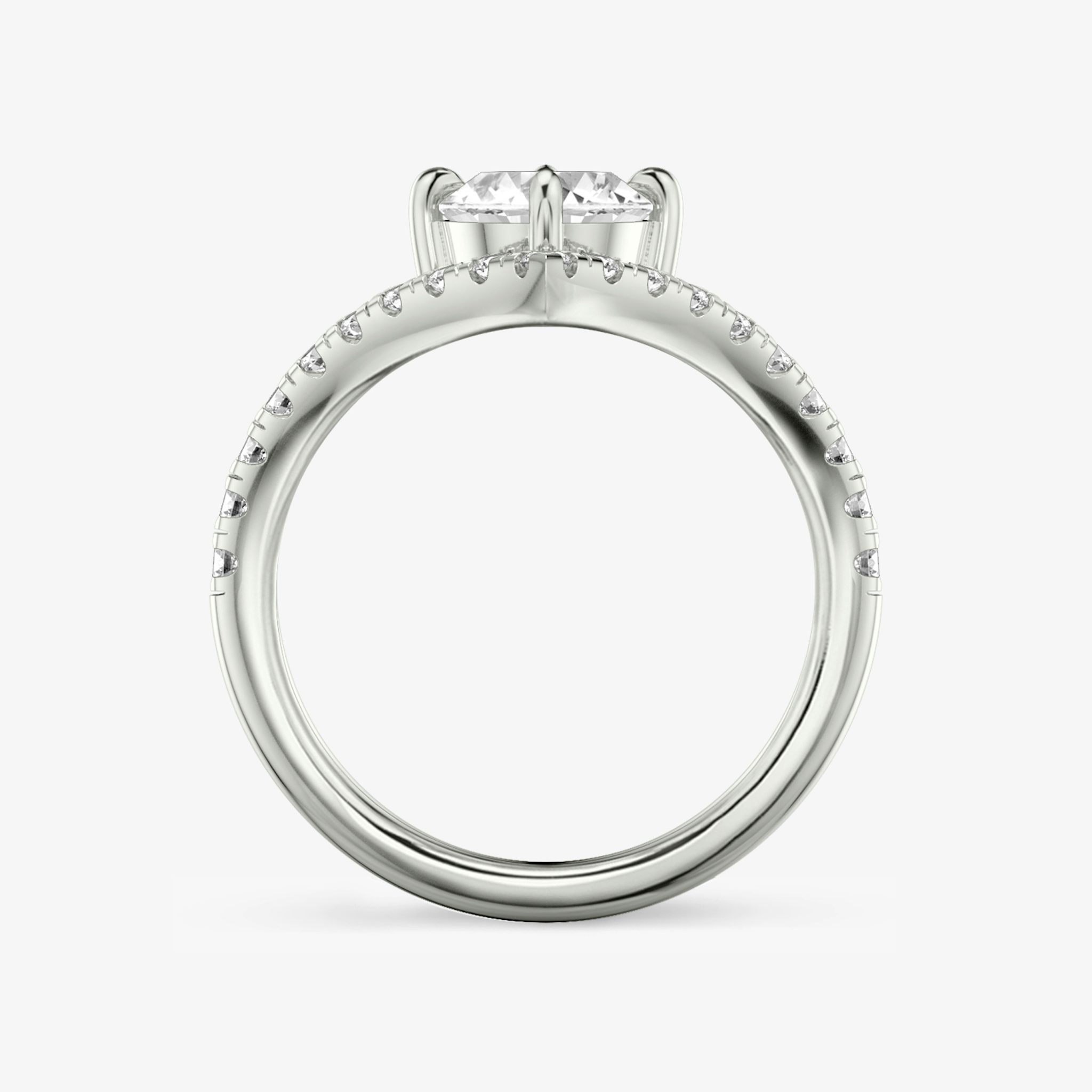 Anillo de compromiso Signature V | Oval | 18k | Oro blanco | bandAccent: Pavé | diamondOrientation: vertical | caratWeight: other