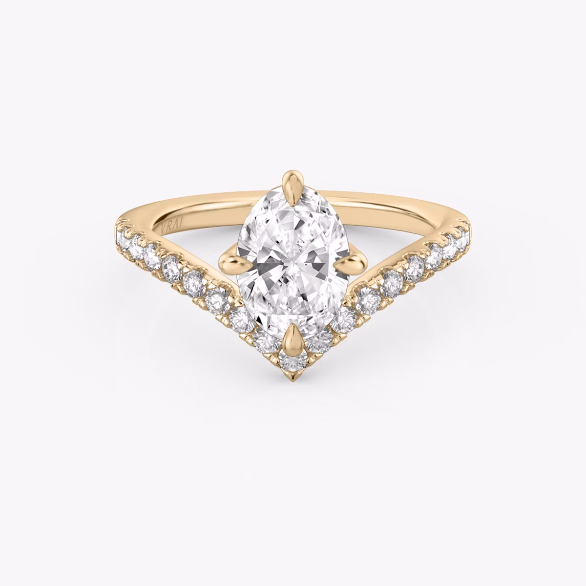 The Signature V | Oval | 14k | Rose Gold | bandAccent: Pavé | diamondOrientation: vertical | caratWeight: other