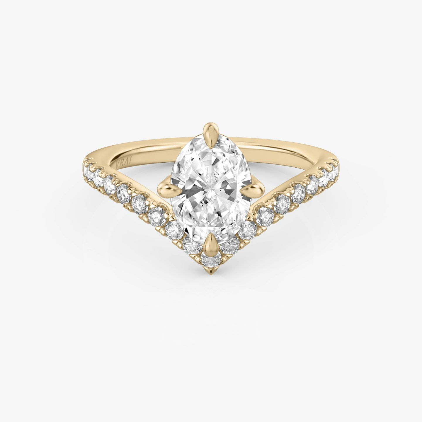The Signature V | Oval | 14k | Rose Gold | bandAccent: Pavé | diamondOrientation: vertical | caratWeight: other
